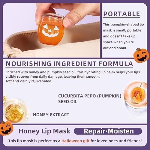 Miniatura 6 de 2 unidades de bálsamo de abejas bálsamo labial Honey Pot, miel y calabaza día y noche reparador de labios para dormir, hidratante prevención