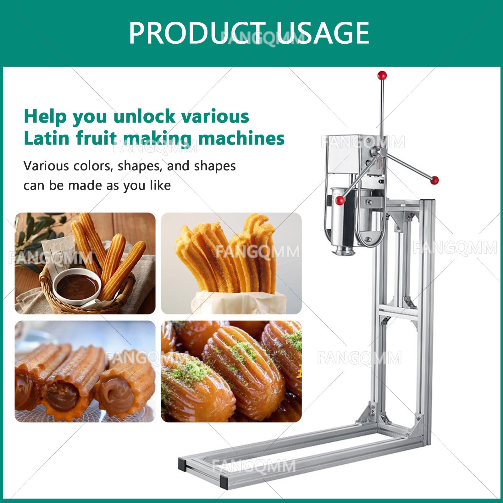 machine à churros à beignets espagnole verticale de 3l 5l 7l avec 4 types de moules, machine à churro commerciale, machine à churros en acier inoxydable pour restaurants et boulangeries,7L