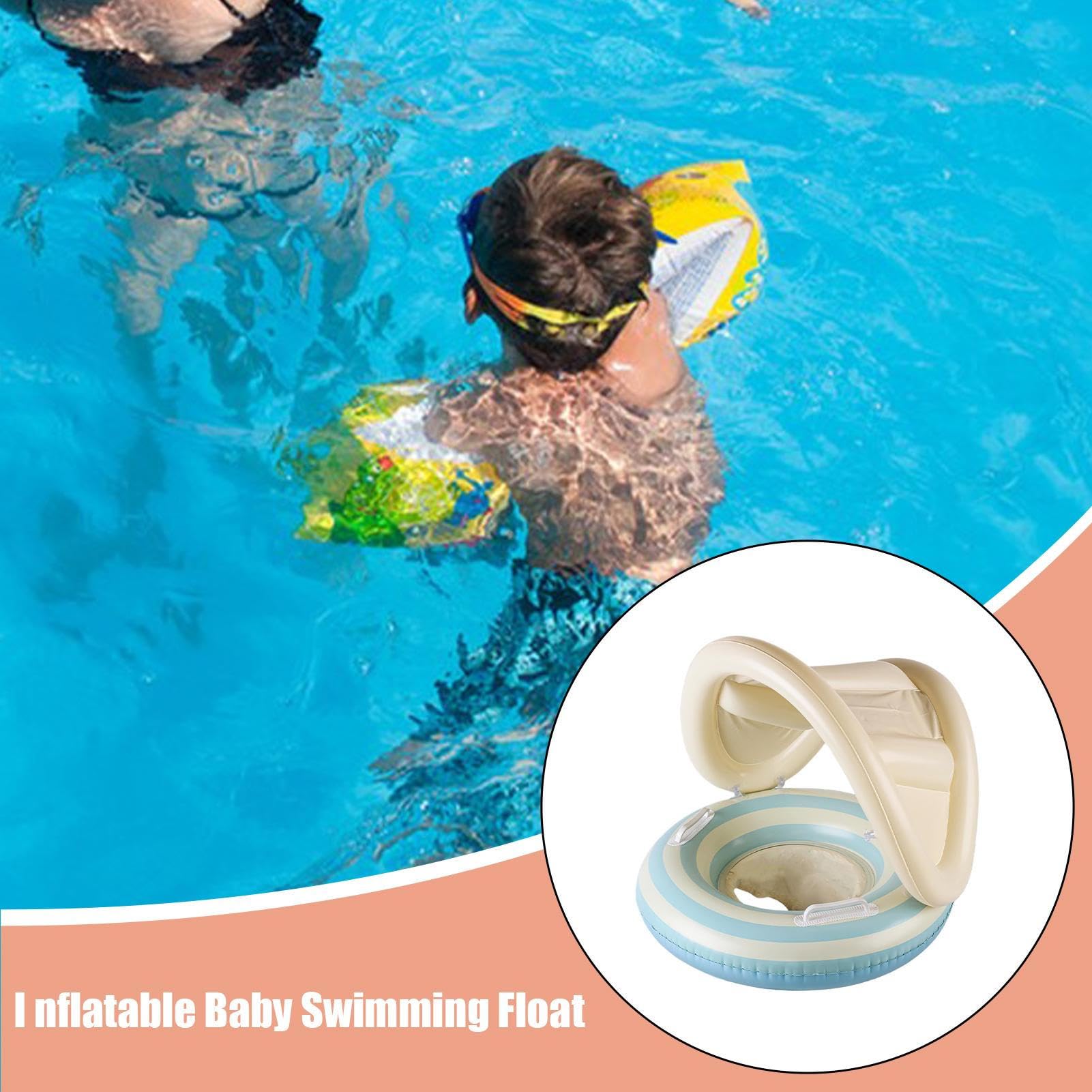 Flotador de Piscina para bebé, Entrenador de natación para niños, Asiento Flotante para niños, arnés de Seguridad Ajustable, toldo Desmontable, Anillo Inflable para Jugar en el Agua de Verano