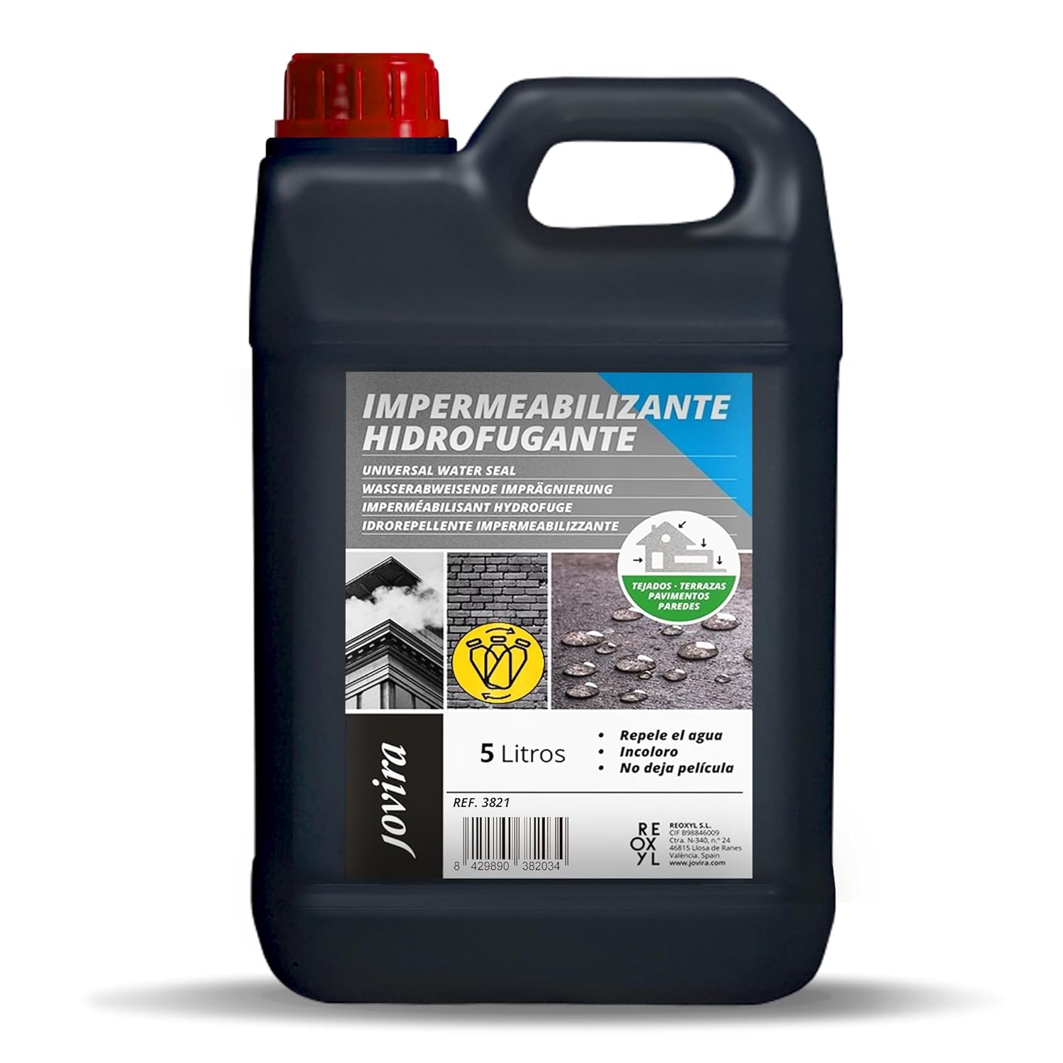 Impermeabilizante hidrofugante transparente, invisível, total proteção contra sujidade em fachadas, coberturas, azulejos, betão, varandas e telhados Repelente de água