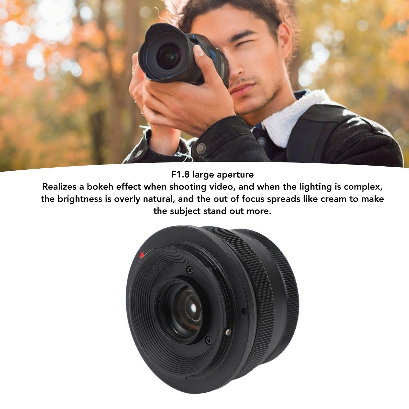 Obiettivo per Fotocamera da Ritratto, Obiettivo per Fotocamera da 25 Mm con Messa a Fuoco Manuale Fissa da F1.8 a F16, per XA1, X A10, XA2, X A3, X T1, X T10, X T2, X T20, X E2,
