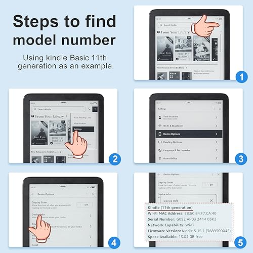 Miniatura 2 de CoBak Funda para Todos los Kindle Nuevos de 6 Pulgadas 2024 y 2022 (11 Generación) - Cubierta Inteligente de Cuero PU, Suspensión y Activación