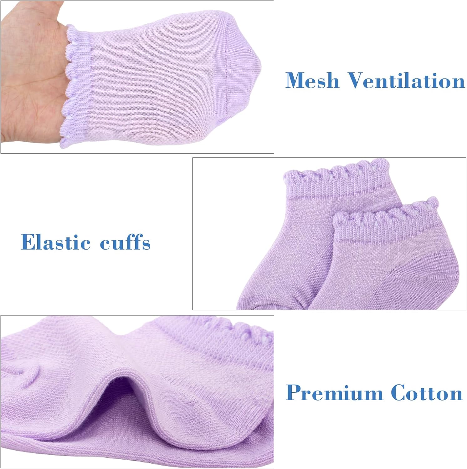 Looching 5 Pack Baby Girls Boys Mesh Thin Socks Cotton Low Cut Kids Toddler No Show Ankle Socks 1-12T Soft White/Multicolor - Image 4