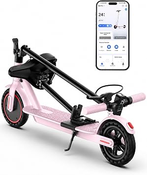 Joyhis Electric Scooter for Adults - 19/22MPH & 15/22Mile Range, 8.5"/10" Solid Tires Folding Commuter E-Scooter with Dual Suspension, App Control & Dual Brake System, with Seat