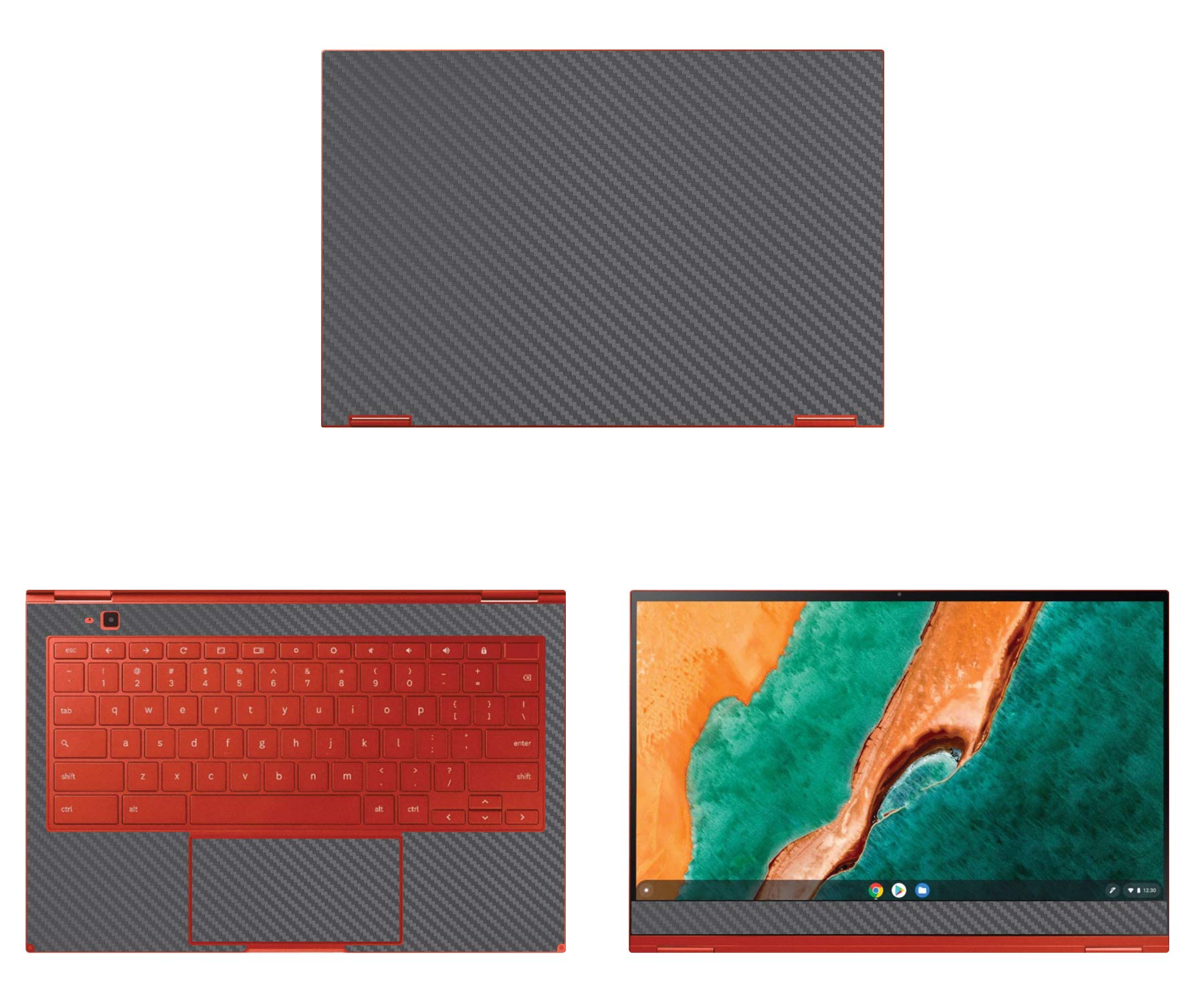 Decalrus - Protective Decal for Samsung Galaxy Chromebook XE930QCA (13.3" Screen) Laptop Grey Carbon Fiber Skin case Cover wrap CFsamsungChrmbk13_