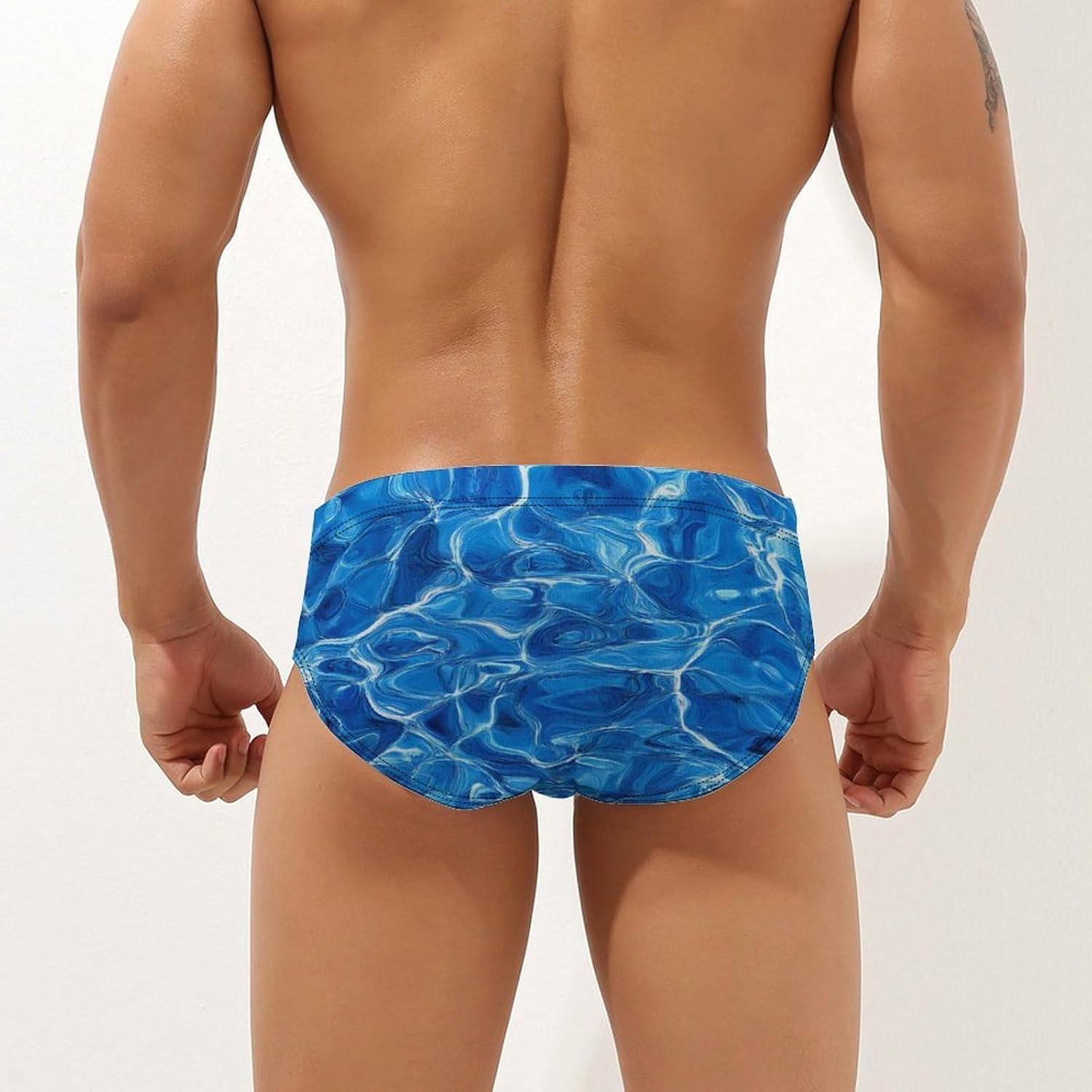 Swimming Pool Water Mens Swim Briefs Print Bikini Swimwear Sport Swimsuit Surf Shorts Trunks