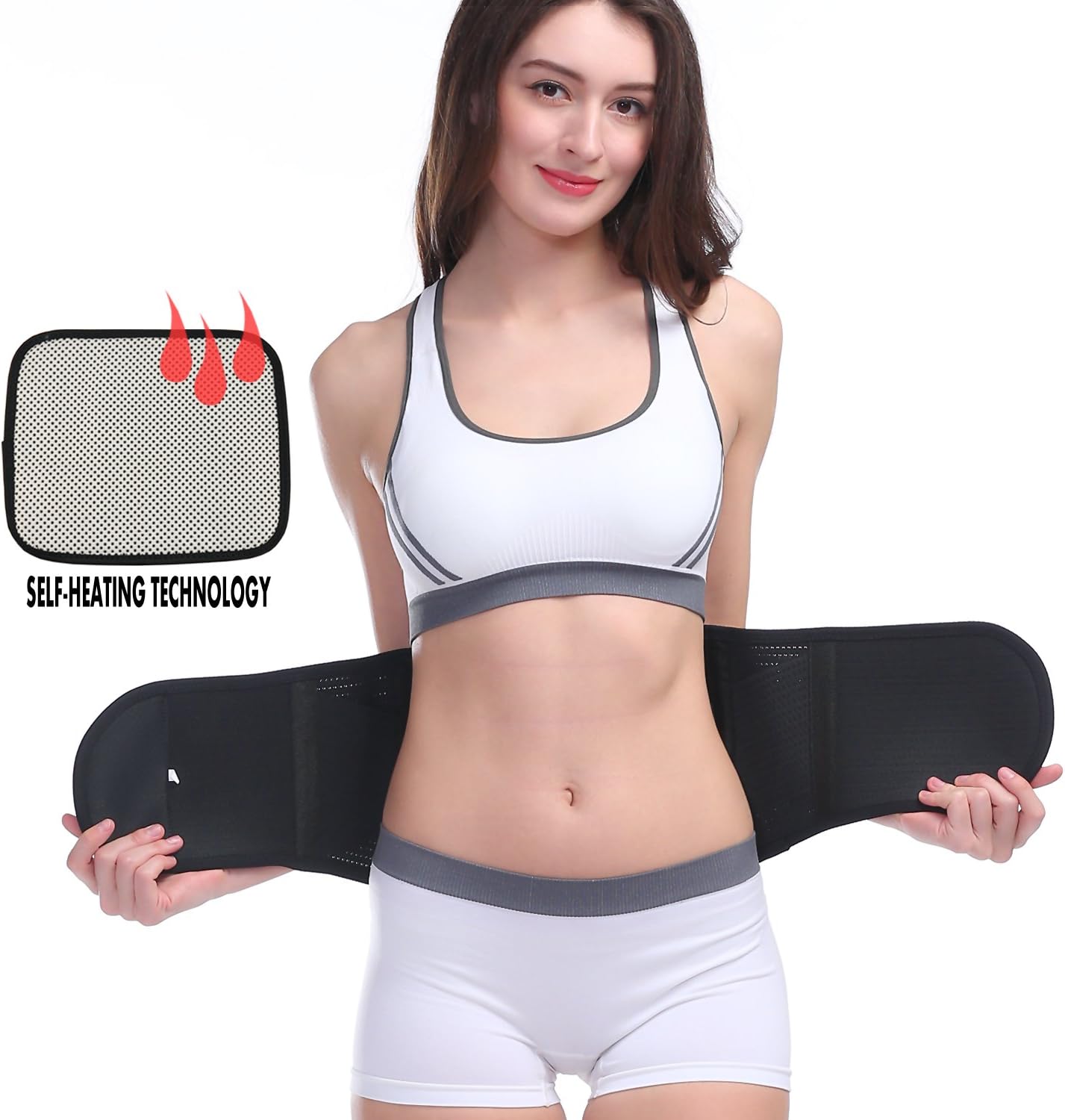 VITOMOR Lumbar Lower Back Support Massage Brace - Removable Self-Heating Magnetic Therapy Belt - Helps Relieve Lower Back Pain and Stress - 2 in 1 Support Belt for Woman and Man (Black, XL)