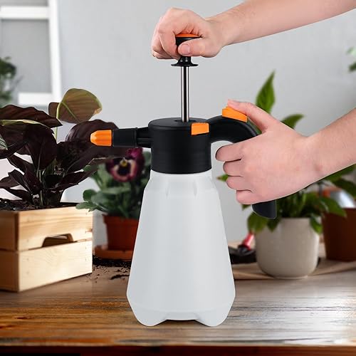 Miniatura 2 de Botella de plástico vacía de 0.4 galones, pulverizador de bomba de presión de mano con boquilla ajustable, rociador multiusos para jardinería,