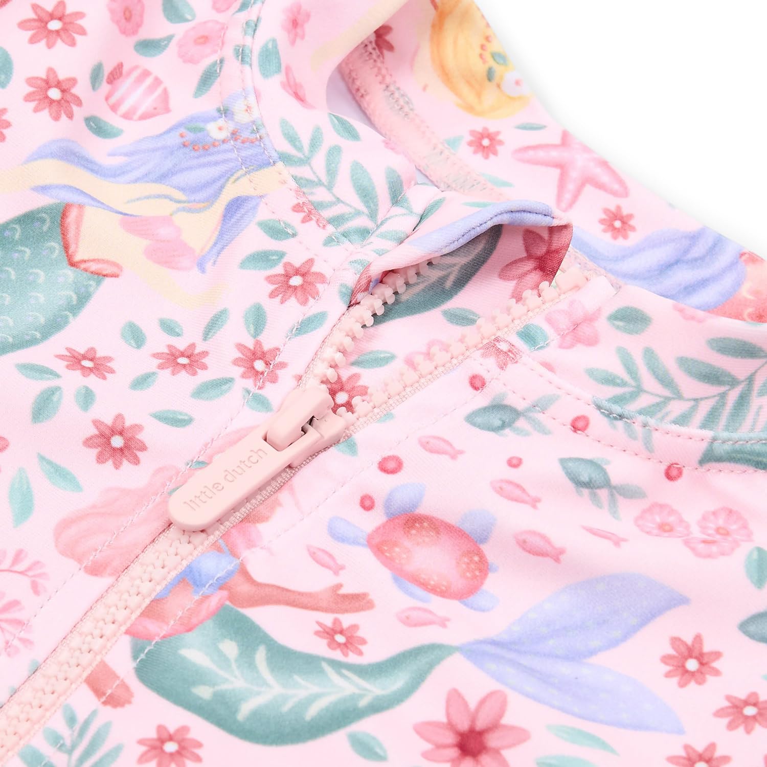 Little Dutch Kinder Rash-Guard-Set - Schwimmshirt Langarm + Badehose - 2er Set - für Mädchen - Dreamy Mermaid - rosa (Gr. 86/92)