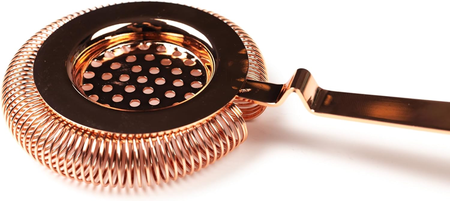 Hawthorne Julep Cocktail Strainer by Bull in China in Rainbow Chrome - Deluxe Hybrid Design With High Density Spring for Boston Shakers and Mixing Glasses for Bars & Bartenders - Thumbnail 3