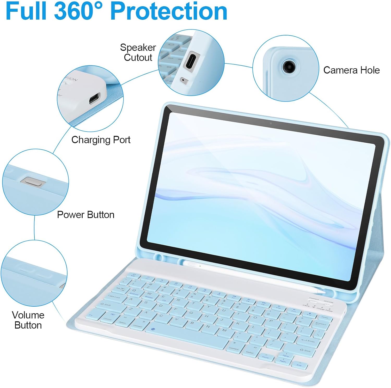 Keyboard Case for Samsung Galaxy Tab A11+/ A9+ Plus 2025/2023 11’’,Case with Keyboard for Samsung Tab A11+ with S Pen Holder,Detachable Bluetooth Keyboard for Galaxy Tab A9+ Auto Wake/Sleep,Blue