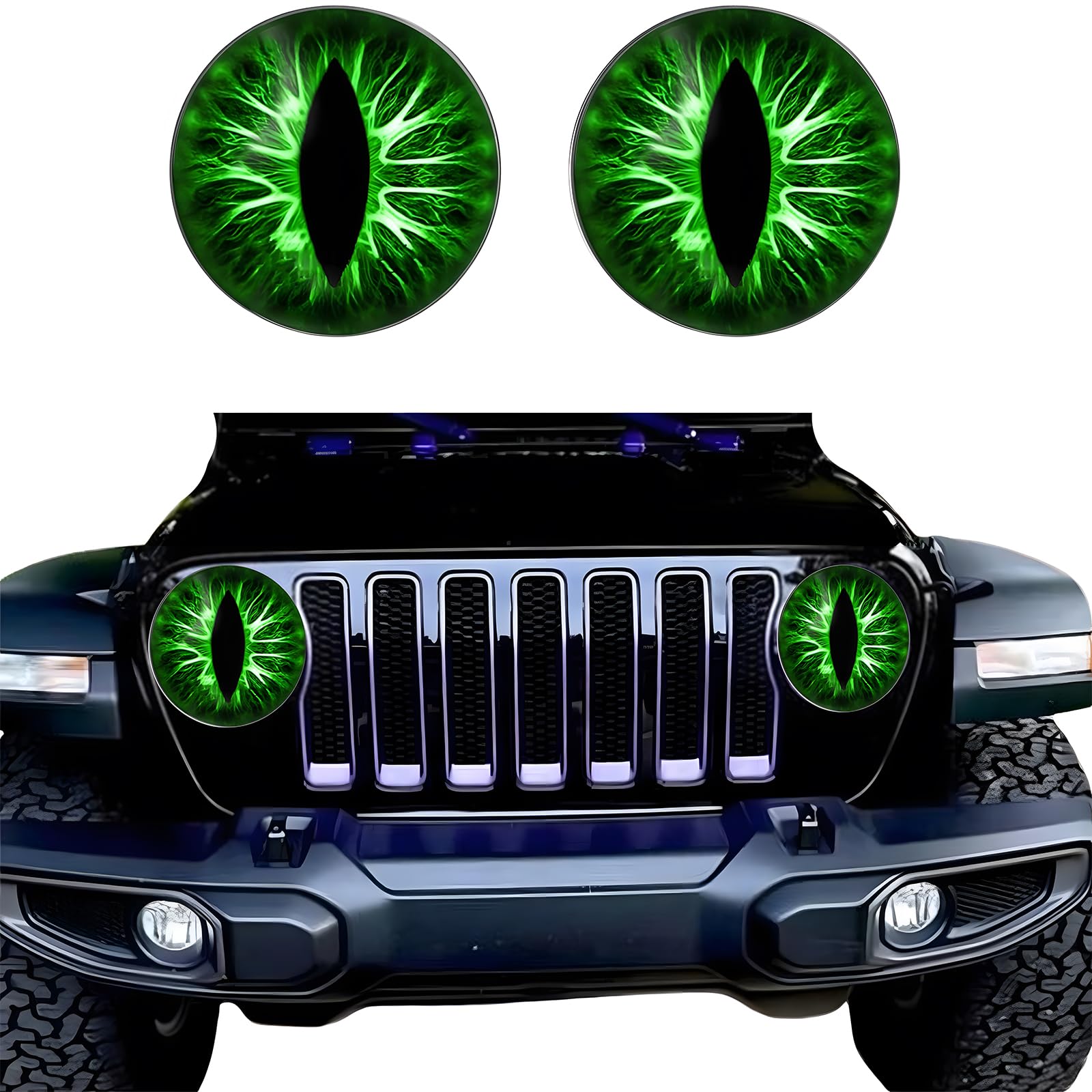 Beast Eyes Headlight Decals Pair,Funny DIY Decals for Truck Car Body Window Bumper Decoration Headlight Decal 3D Stereo Eyes Stickers Decal Round Headlight Decal(2Pcs 8In) (G)
