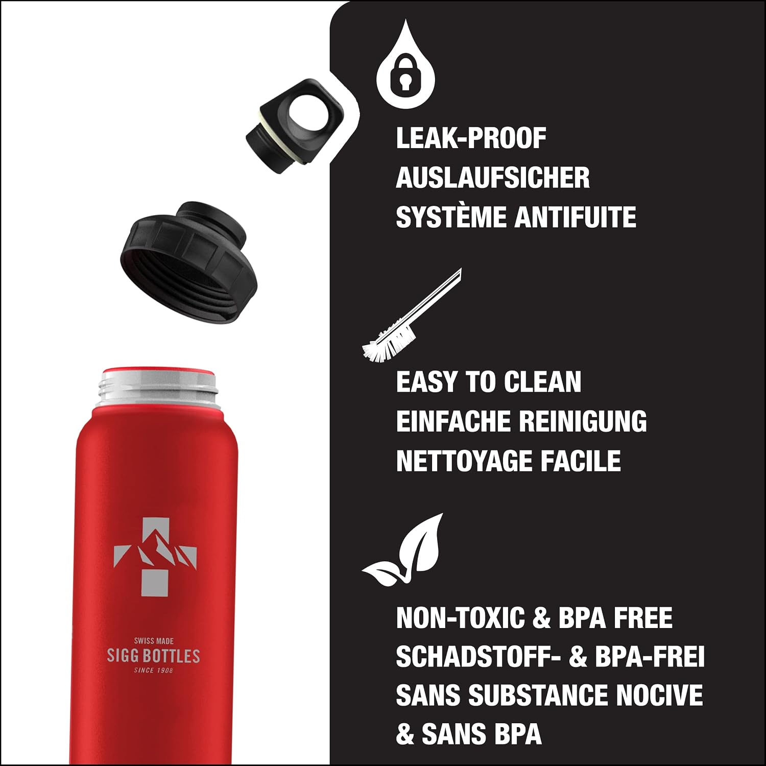 SIGG - Metal Water Bottle - WMB Mountain - Made in Switzerland - Lightweight - Carbonated Drinks - Wide Mouth - 34 Oz