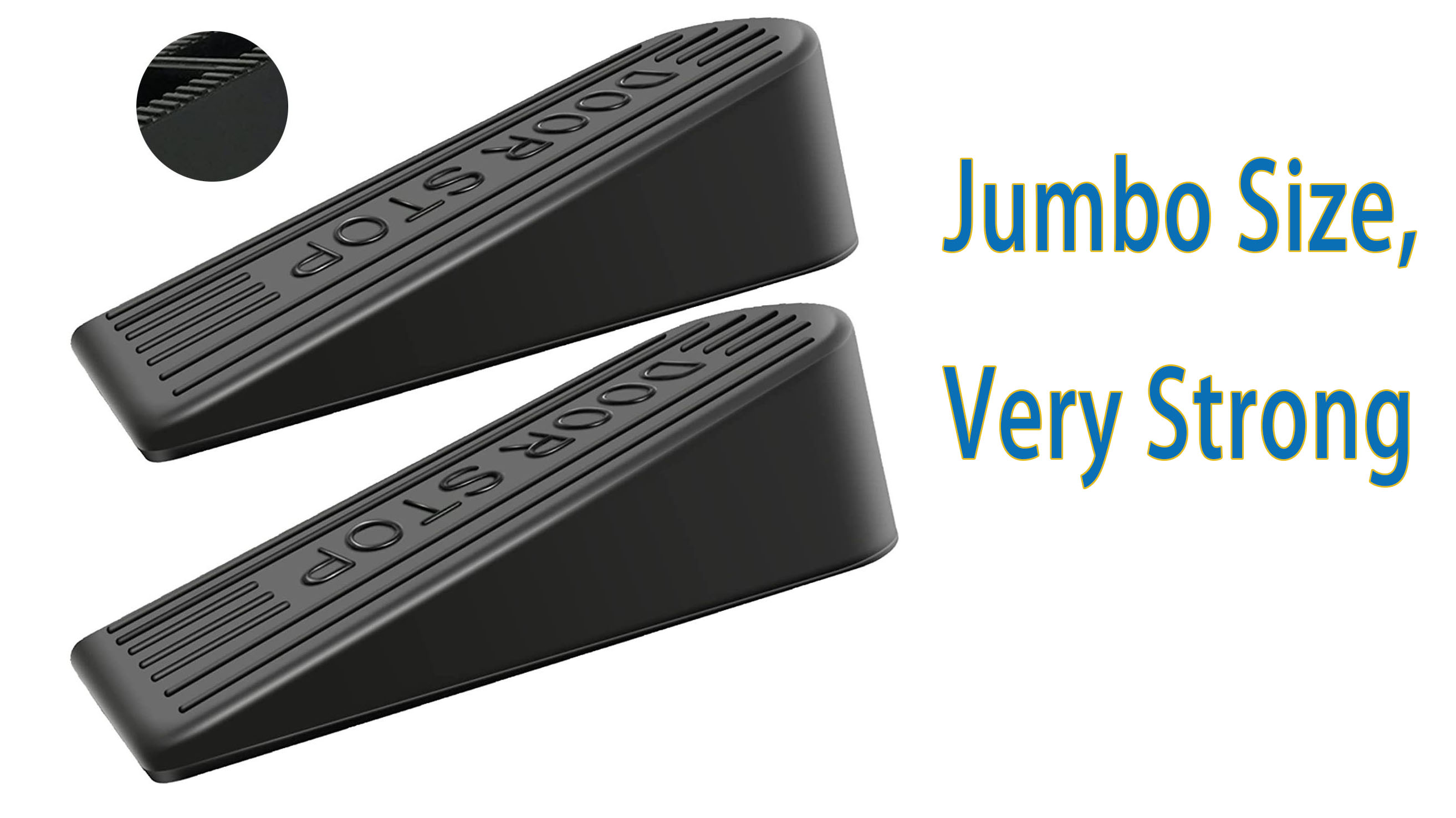 Apollo Housewares Pack Of 2 Large Heavy Duty Rubber Door Wedges - Grey, Traditional Design - View #3