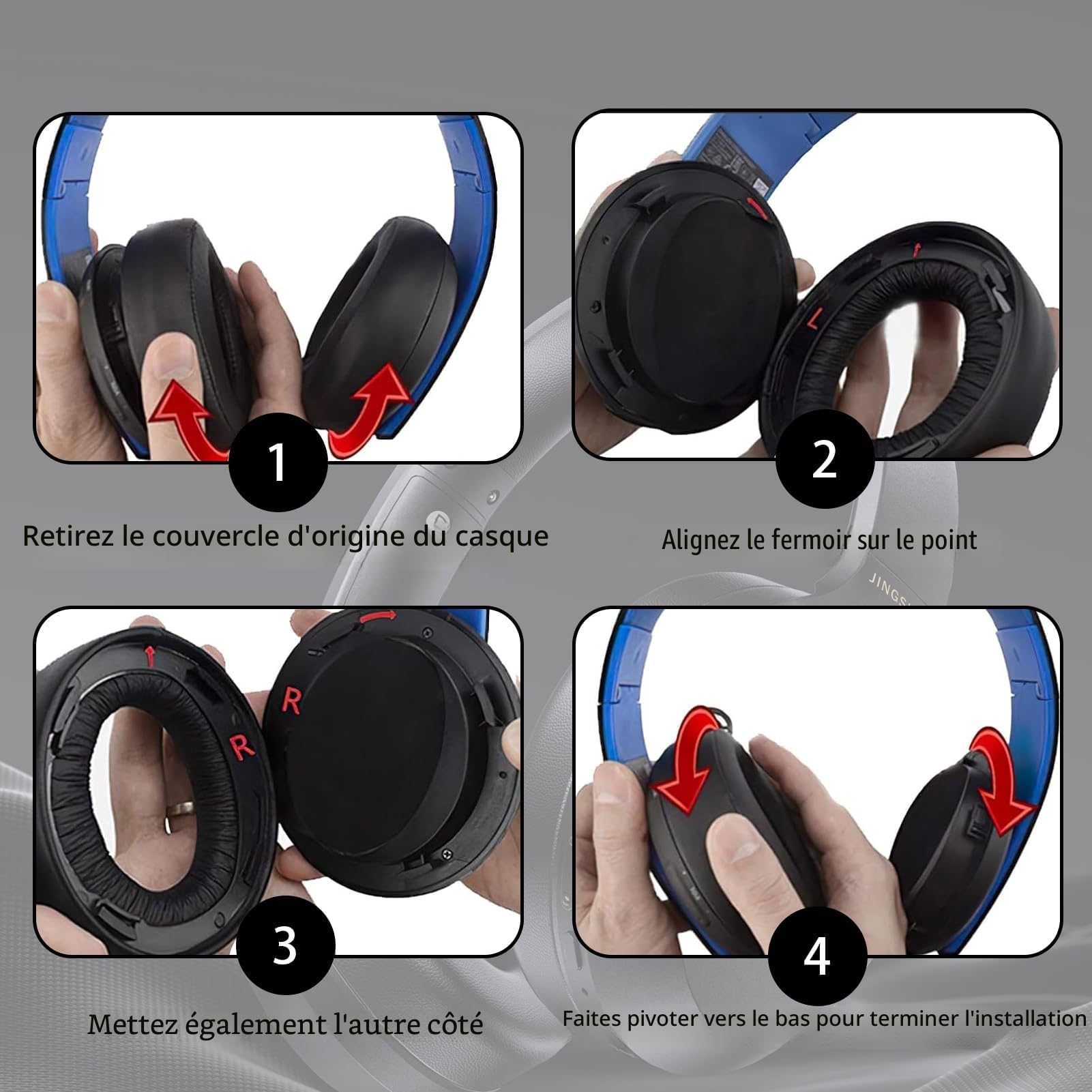 Coussinets Casque d'oreille de Remplacement pour PlayStation 5 Pulse PS5 3D avec Tissu Respirant et Mousse Anti-Bruit