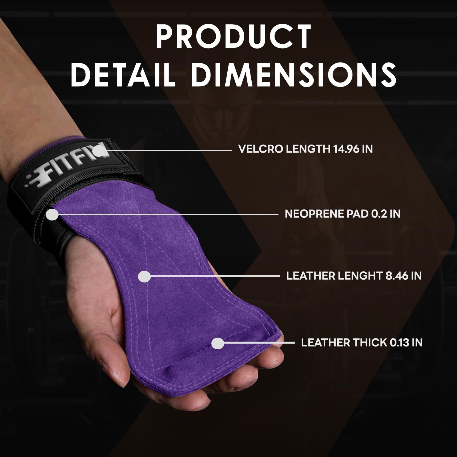 Sangle de poignet d'haltérophilie double en cuir pour la gym, la musculation, bandes de poignet rembourrées en néoprène – pour homme et femme (paire)