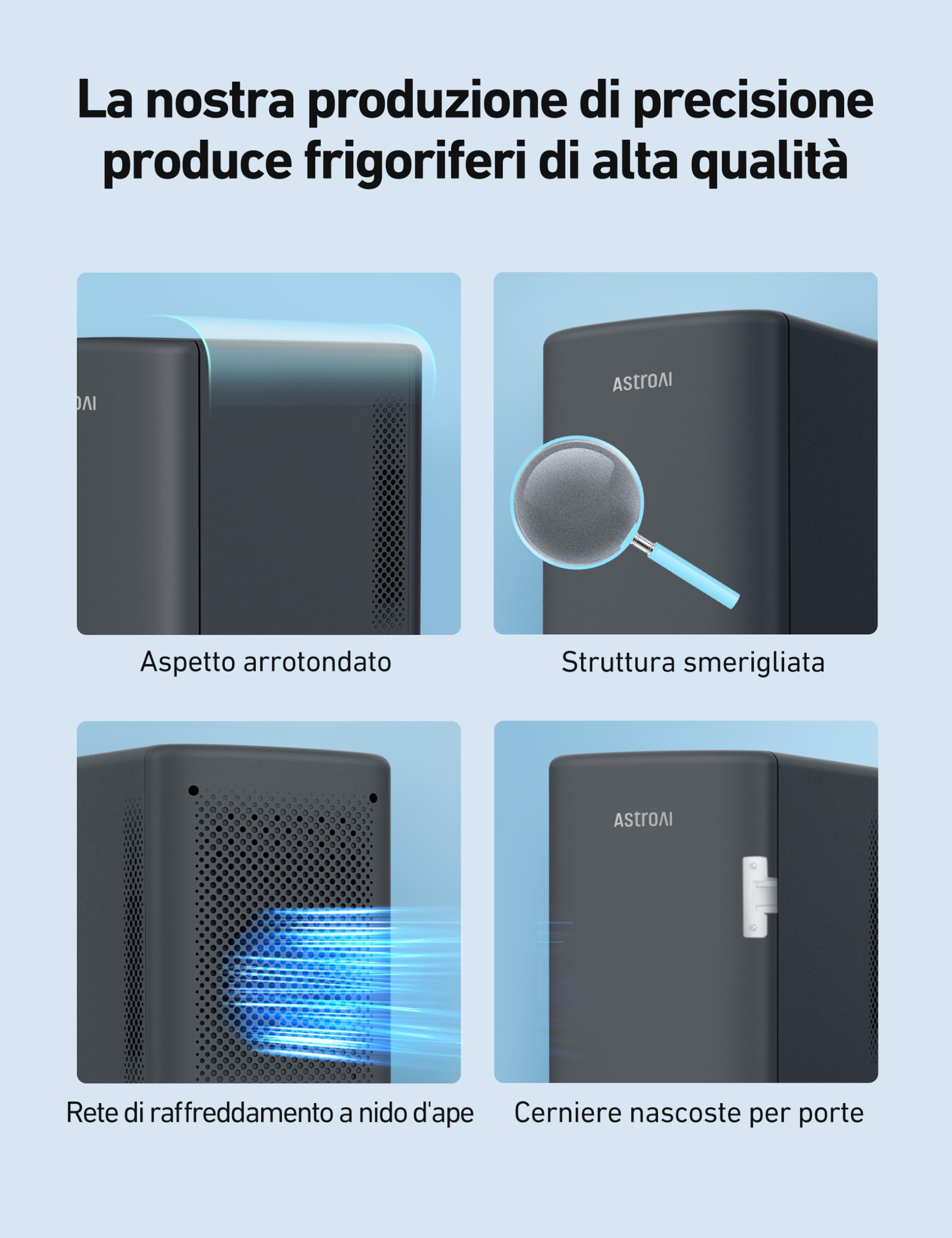 AstroAI Frigorifero Piccolo Portatile, Mini Frigo da Camera con Volume di 6 Litri, Frigo Piccolo, Mini Frigo da Ufficio per Auto, Camera da Letto, Bevande, Cosmetici ecc. (Nero)