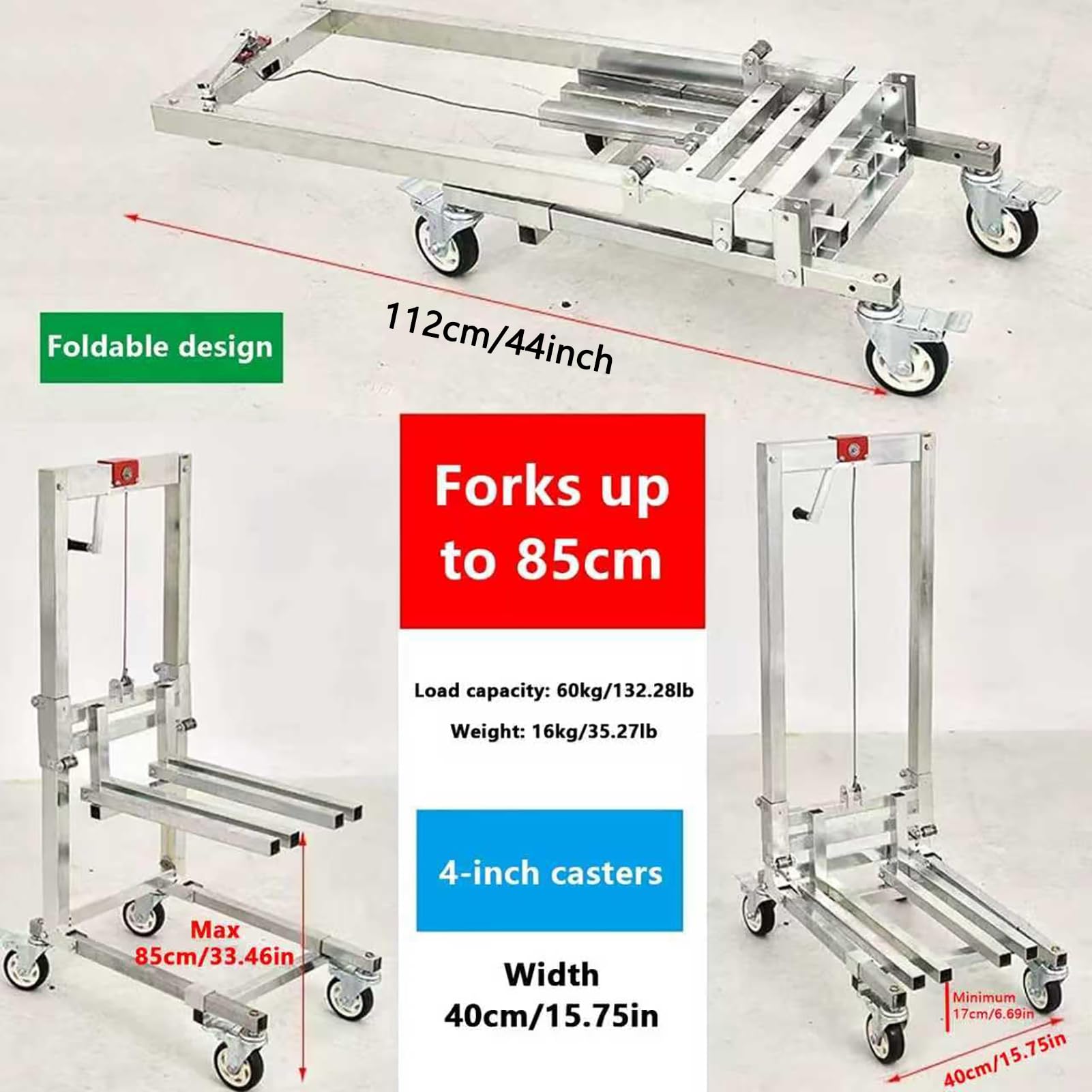 Carrello manuale dell'ascensore, altezza regolabile, resistente per la movimentazione del materiale del supermercato e del magazzino e la mobilia che muove