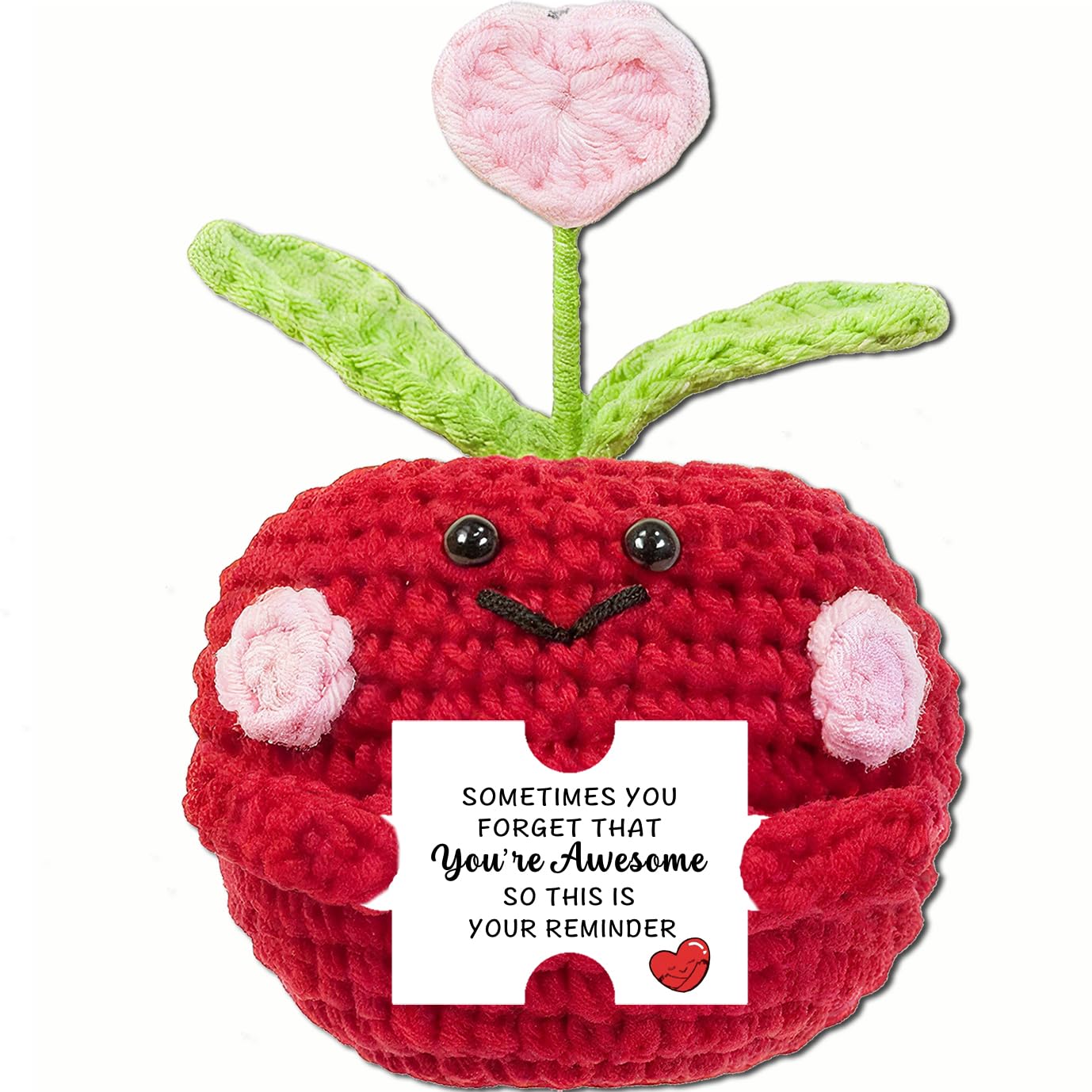 JMIMO Inspirational Gifts for Women Mini Handmade Positive Apple Crochet for Colleagues Teacher Boss Family Proud of You Gifts Thank You Appreciation Gifts - Sometimes You Forget You Are Awesome