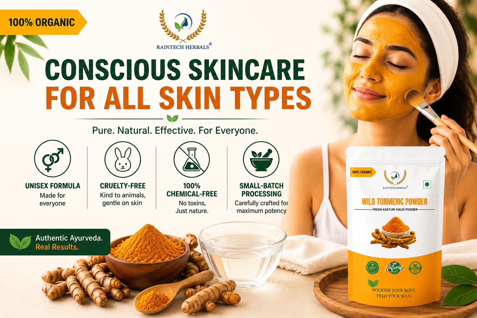 RAINTECH HERBALS Pure Kerala Kasthuri Manjal Wild Turmeric Powder 250gm 4