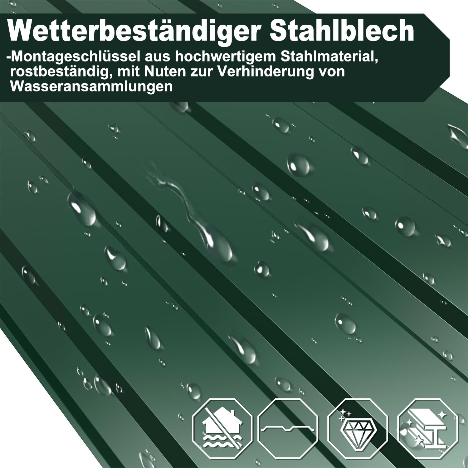 24x Profilblech Trapezblech Dachplatten 115 x 45 cm, ca. 12,4 m², 0,25 mm Metall verzinktes Stahlblech für Carport Gartenhaus Schuppen, inkl. Schnittschutzhandschuhe, Grün