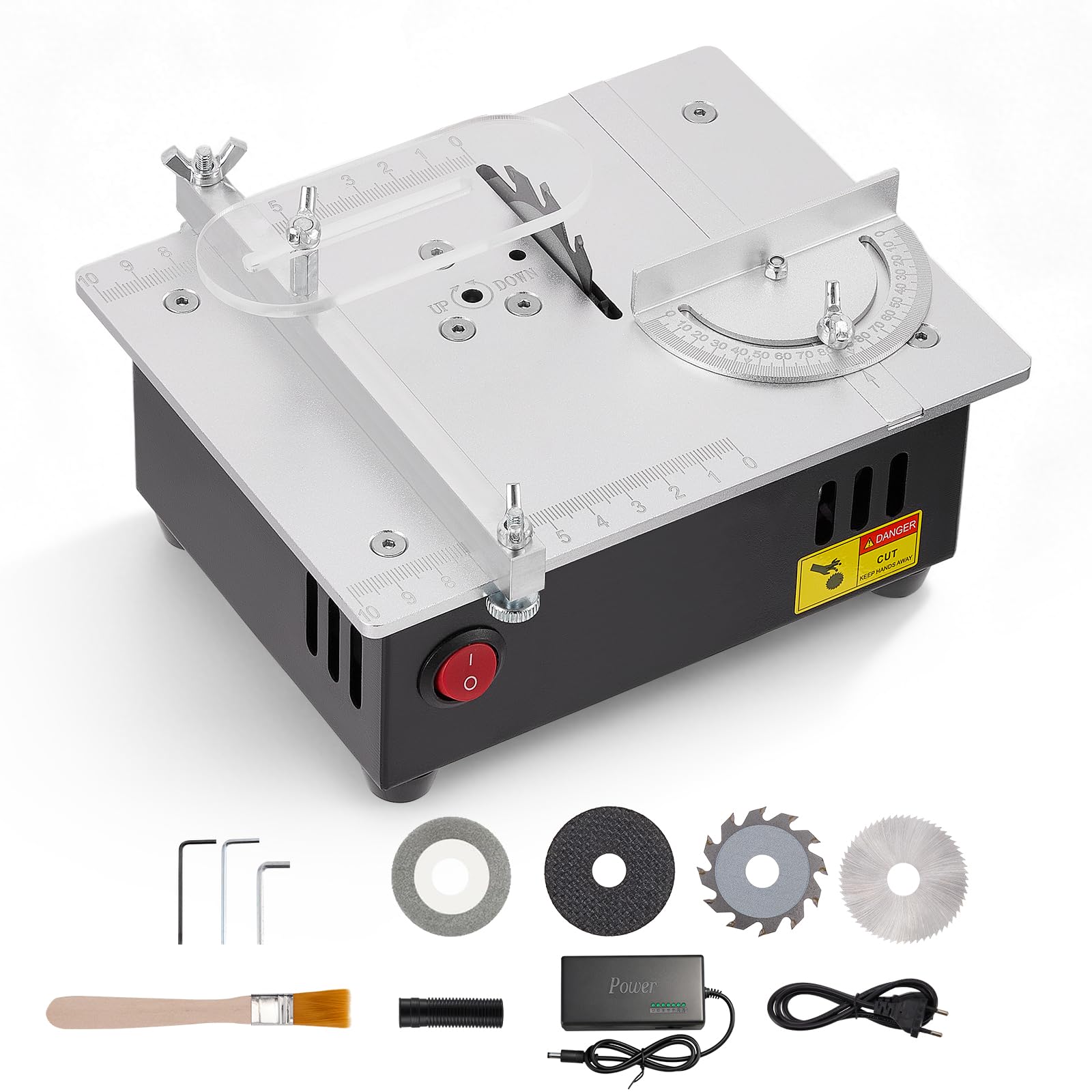 Mini sega circolare da tavolo 5000 giri/min, 100W 0.1mm-15mm Multifunzione piccola macchina da taglio, Micro tavolo Piccolo tavolo sega Lavorazione del legno modello di precisione sega
