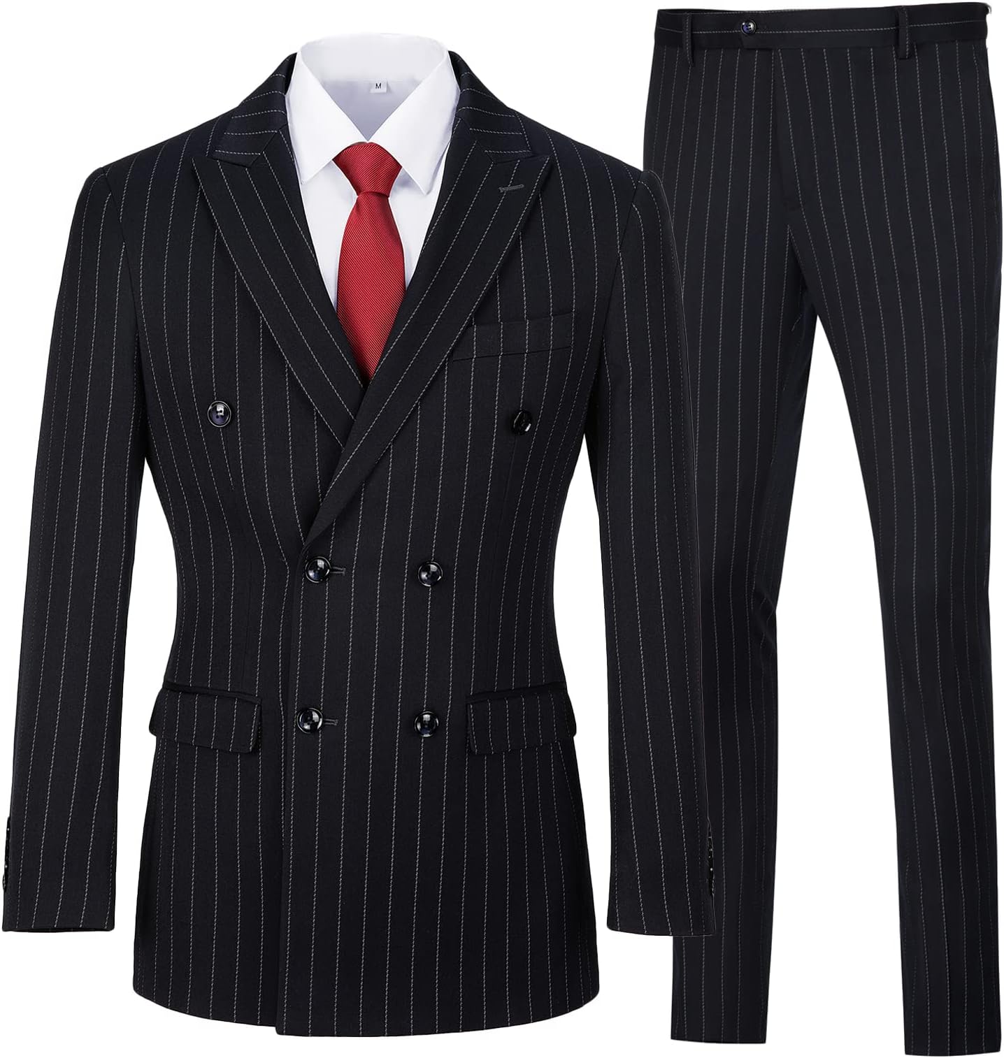Mens Suits Slim Fit 3 Piece Double Breasted Tuxedo Suit Jacket Vest Pants Set for Wedding Prom