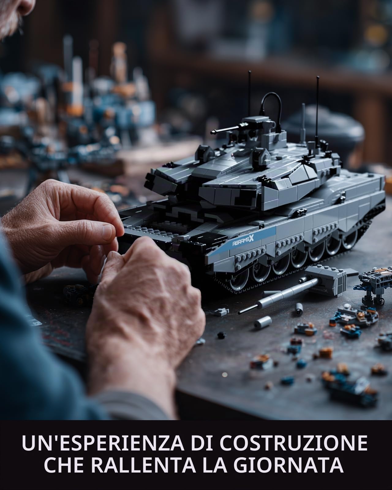 Nifeliz Set di Modellini di Carro Armato Military Abrams-X, Set di Costruzione del Carro Armato Principale dell'Esercito Moderno per Adulti da Costruire e Collezione, Modello da Esposizione per