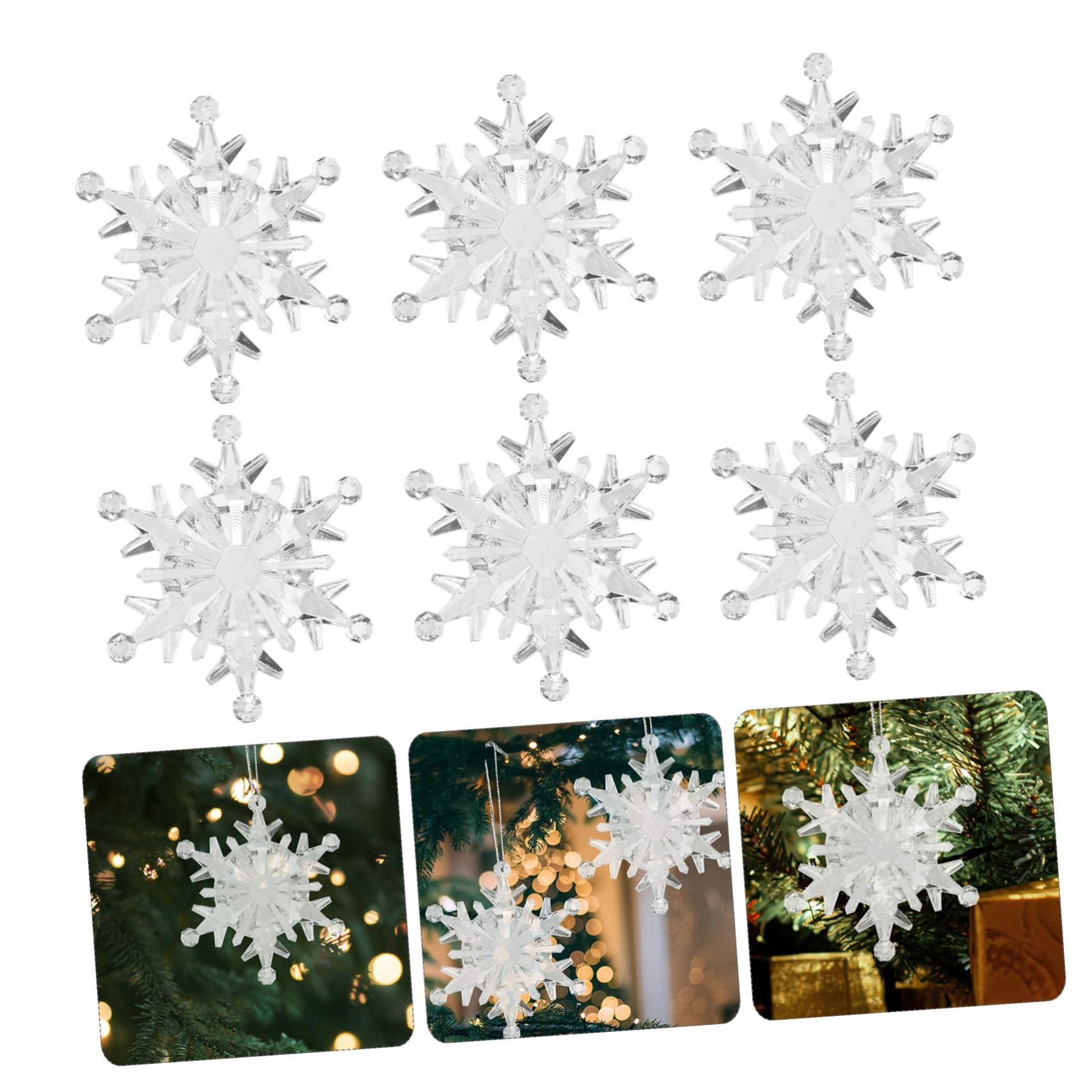 50 Stück Acryl Weihnachtsbaum Anhänger Schneeflocke Silberne Hängende Dekoration für Weihnachtsbaum und Fenster Zarte Weihnachtsdeko für Festliche Stimmung
