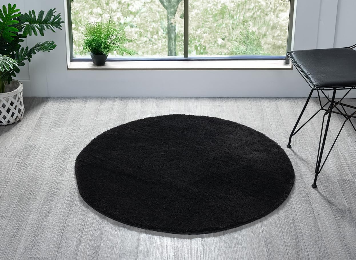 Desire Rugs Comfy Low Pile Black Rug 100 X 100Cm