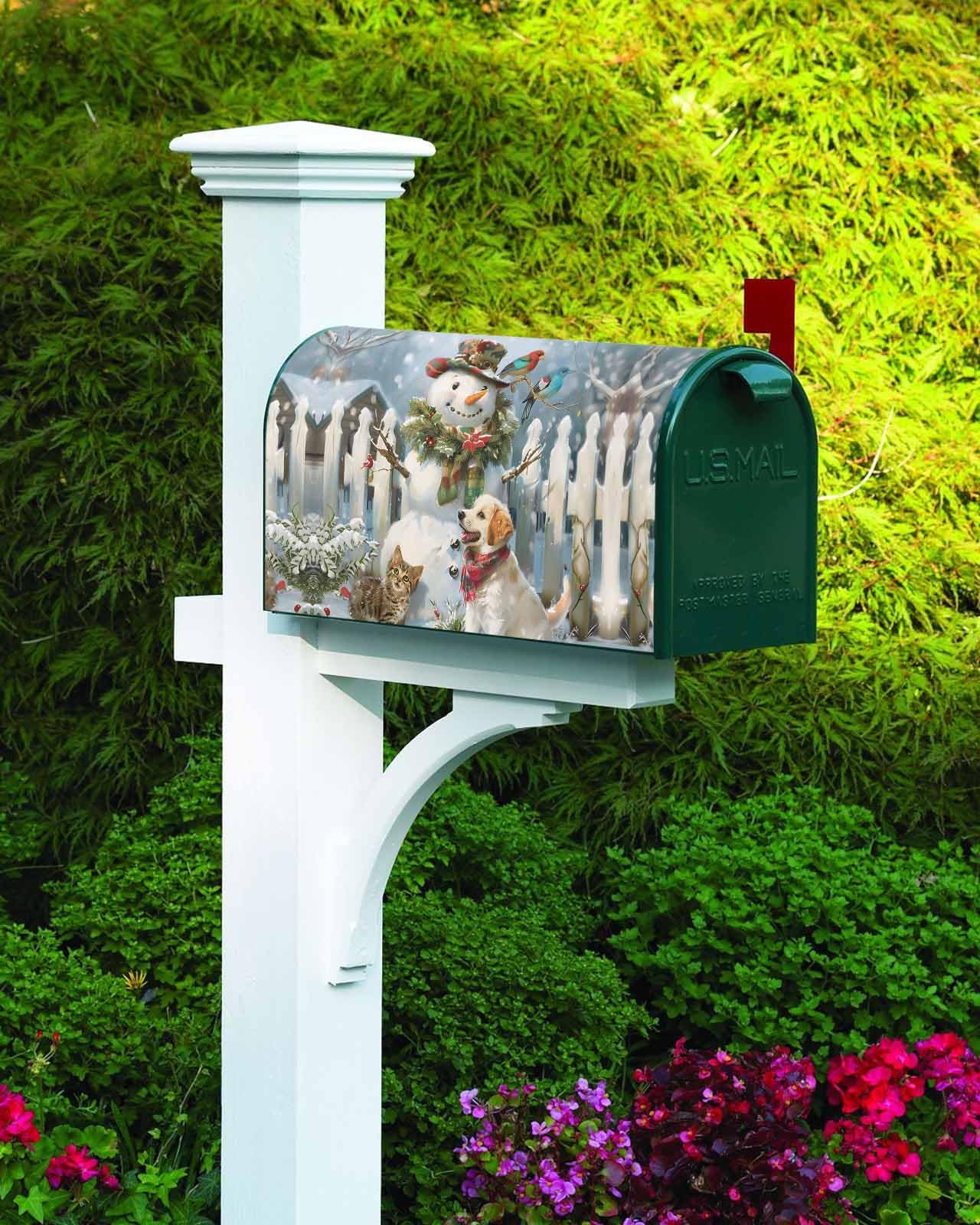 Magnetic Mailbox Cover - Red Birds & Flowers Design, Weatherproof PVC, 25.5x21 Inch