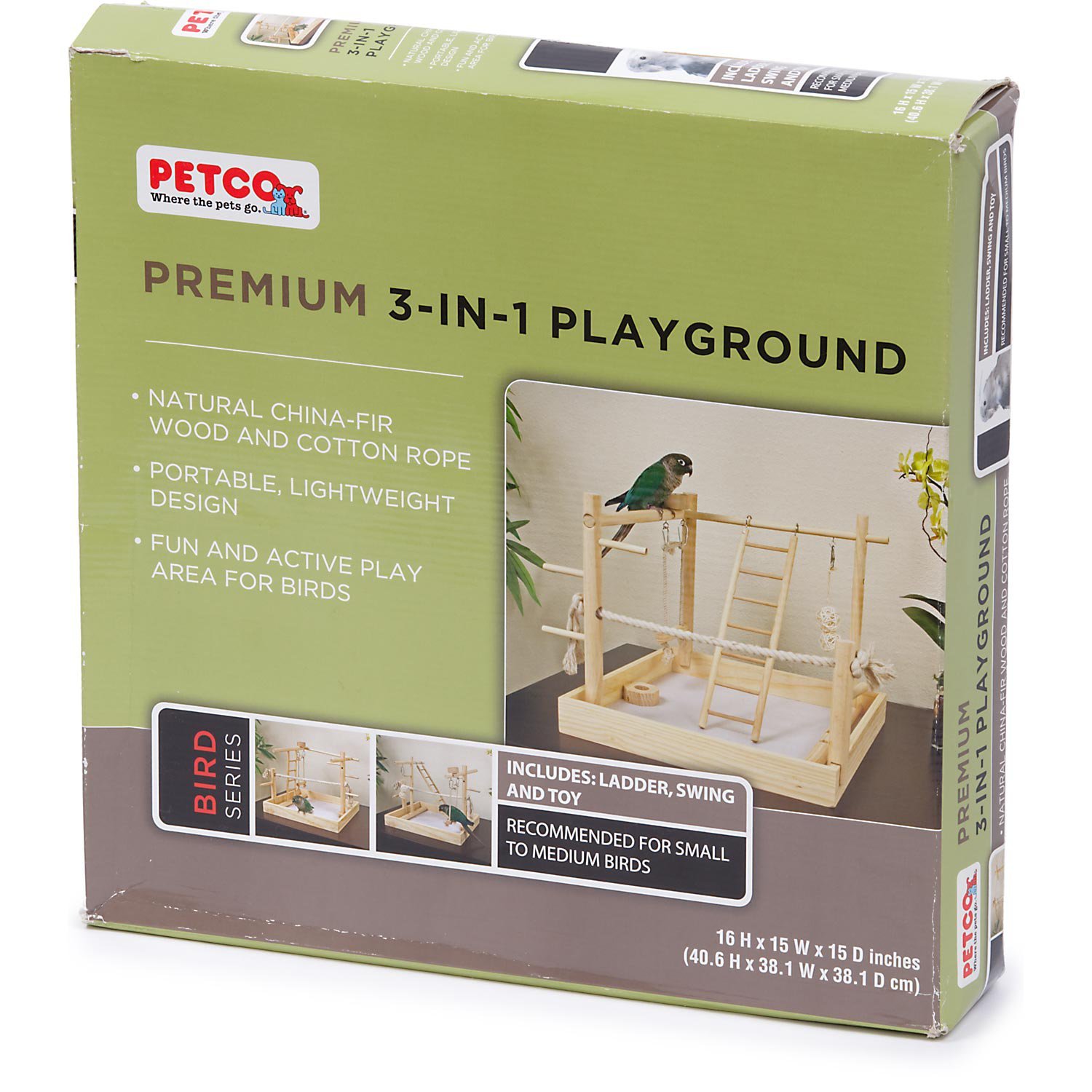 Buy Petco Premium 3in1 Playground for Birds, 15" L X 15" W X 16" H