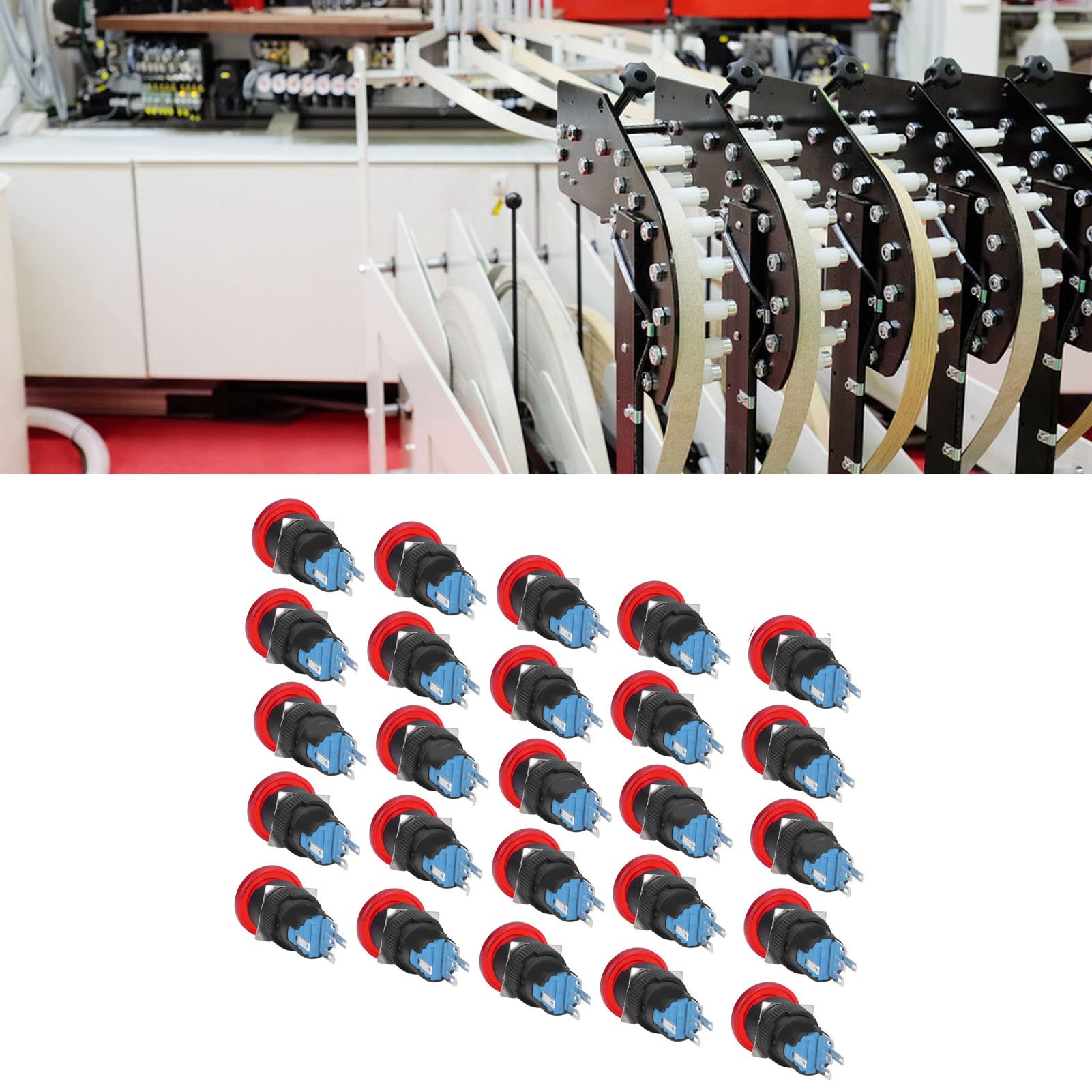 Mini interruttori a Pulsanti, Interruttore a Pulsante a Fungo IP65 25 Pezzi/Set for Macchine Utensili (Color : Ac/Dc24v)