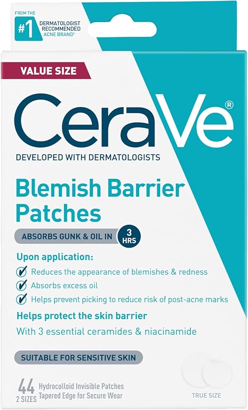 Hydrocolloid Pimple Patches with Niacinamide, Ultra-Thin, 44ct | Absorbs Oil with Niacinamide and Ceramides, Ultra-Thin Acne Patches That Blend Into All Skin Tones, For Sensitive Skin