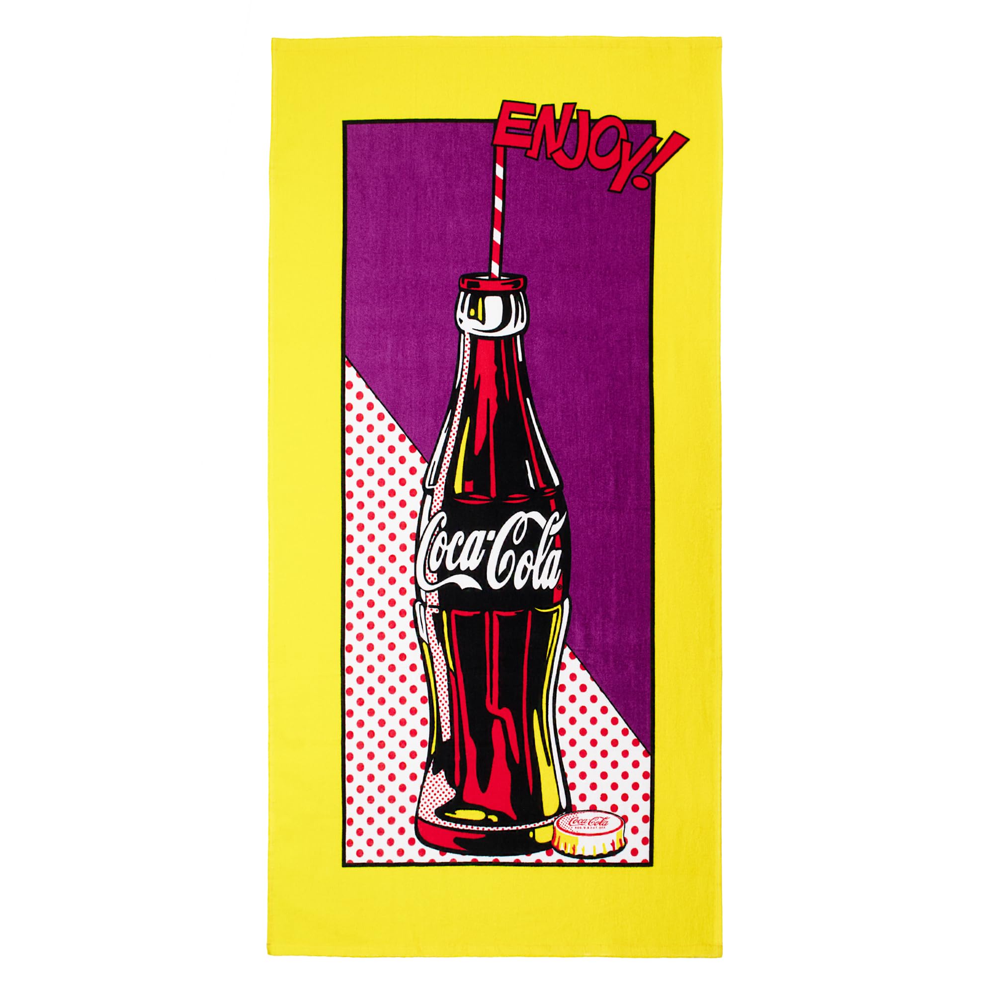 The Gift Scholars Officially Licensed Coca-Cola Pop Art Beach Towel – Retro Coke Bottle Design – 100% Cotton – 140 x 70 cm