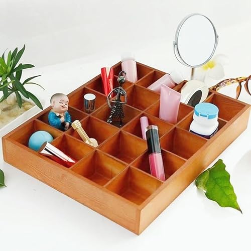 Miniatura 3 de 1 caja divisora de madera de 13.4 x 10.6 x 2 pulgadas, caja de exhibición de exhibición, bandeja de organización con 20 compartimentos para el
