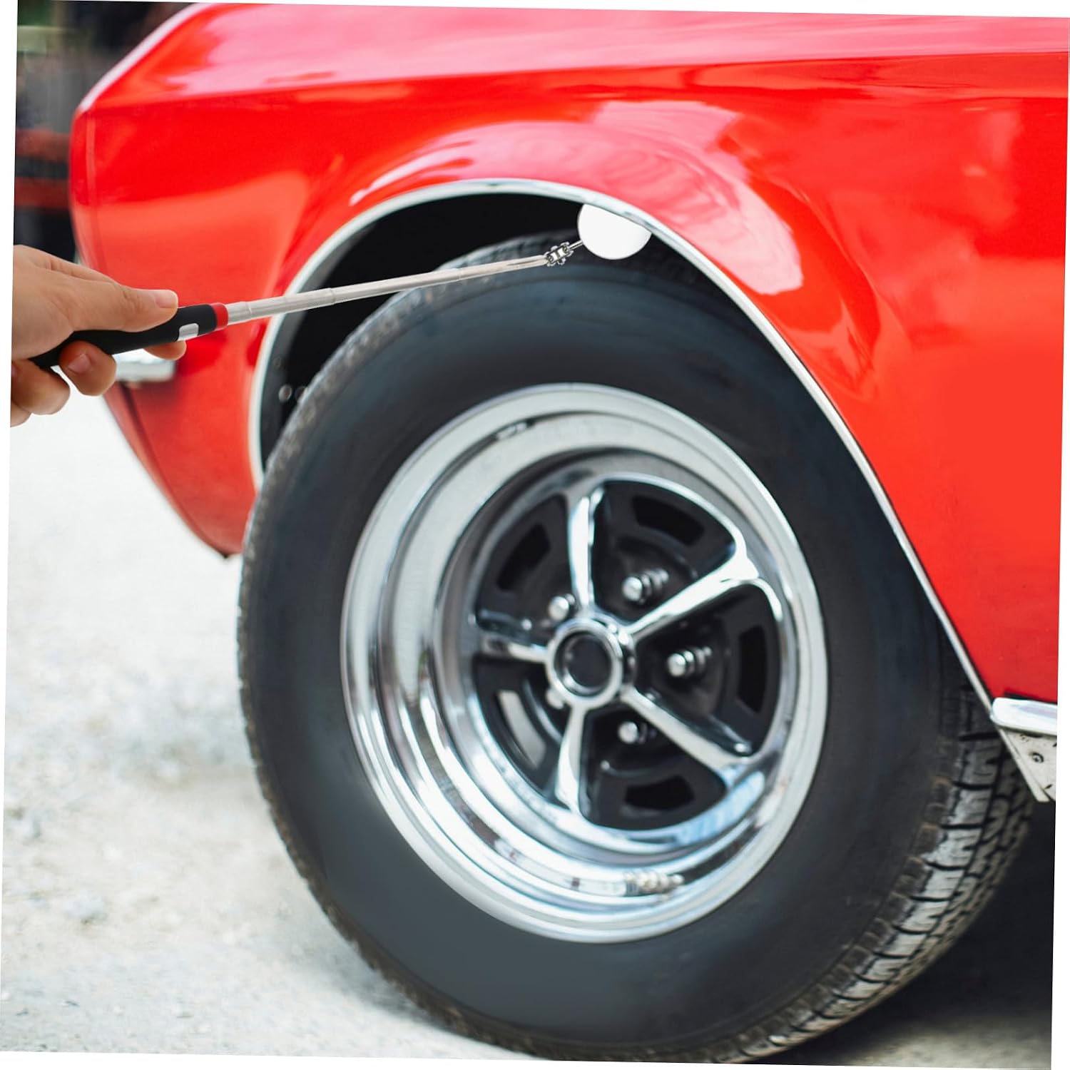 Mobestech 2pcs Telescoping Vehicle Inspection Mirror Flexible Round Tool for Under- Swivel Design Lightweight Comfortable Grip for Mechanics and Technicians