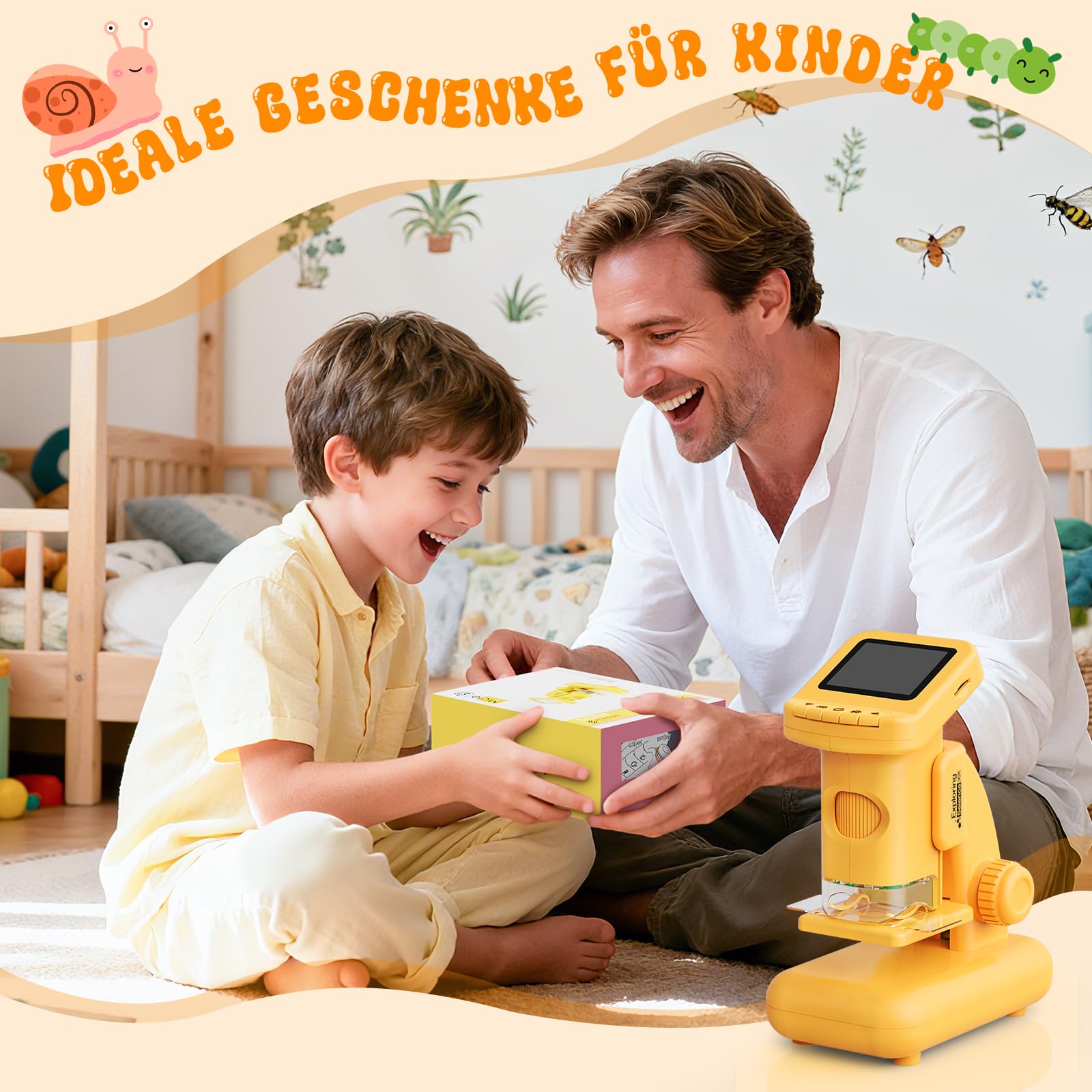 Digitales Mikroskop für Kinder, Experimente für Kinder ab 5 6 7 8 9 10 Kindermikroskop 1000X&2.0" HD Spielzeug ab 5-10 Jahren Taschenmikroskop Geschenk Junge 6-10 Jahre Geburtstagsgeschenk
