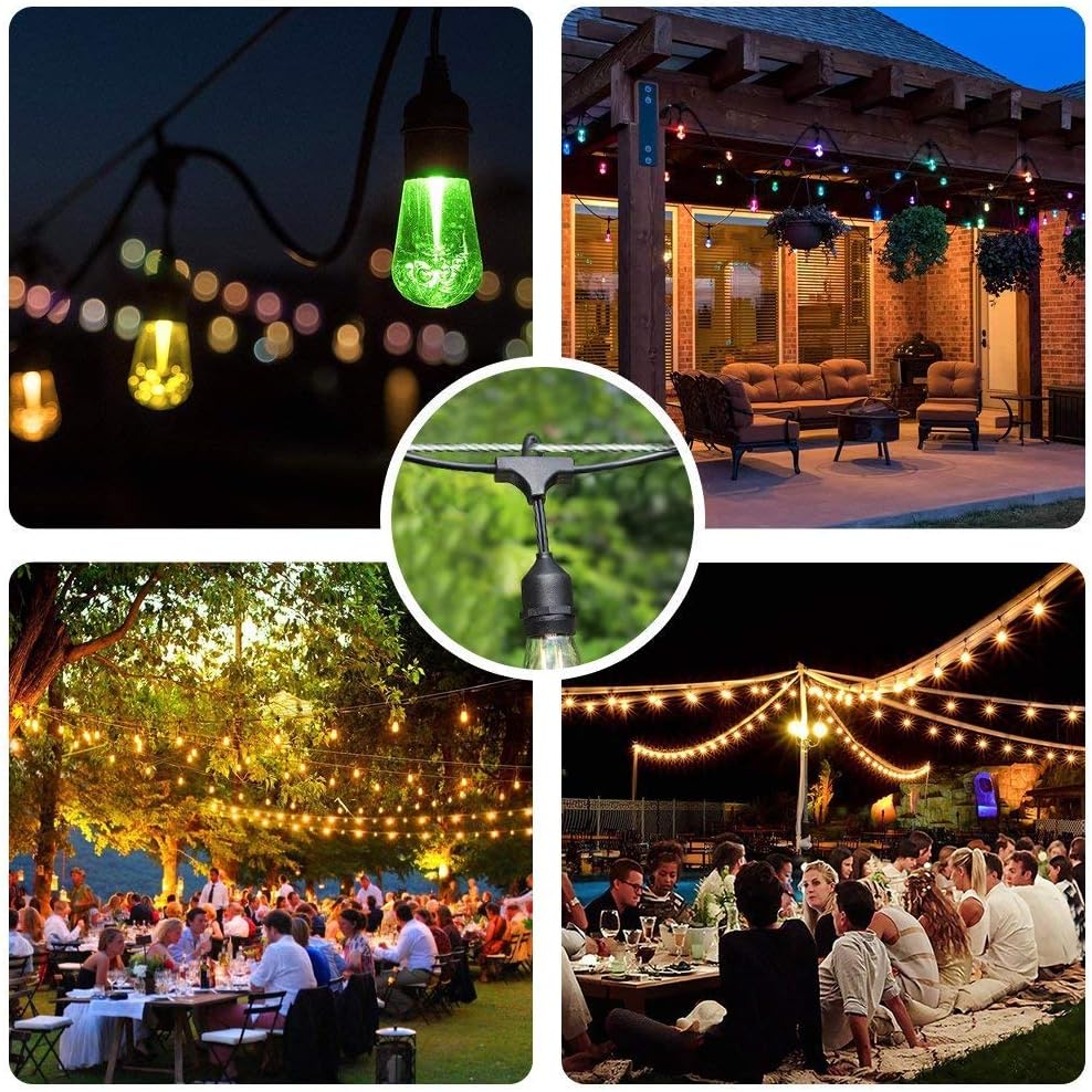 Litcher Globe String Light Suspension Kit, Outdoor Light Guide Wire, Vinyl Coated Stainless Steel Steel Cable,Include 150fts Transparent PVC and 304 Stainless Steel Wire Cable, Turnbuckle and Hooks