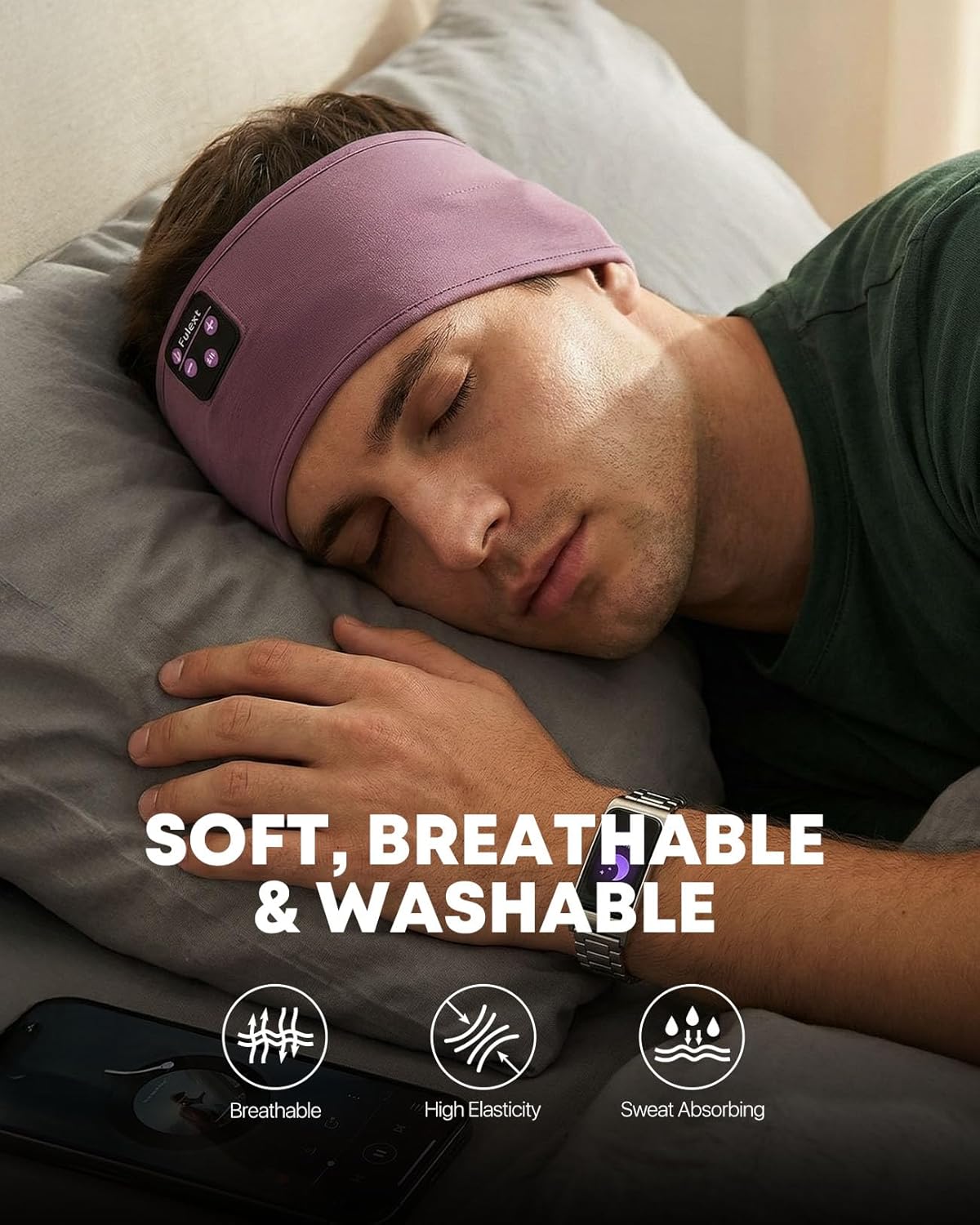 Sleep Headphones Headband for Side Sleepers - Bluetooth Wireless Music Headband with Stereo Speakers, Sweatproof for Sports and Meditation 7 71TXtipwewL. AC SL1500