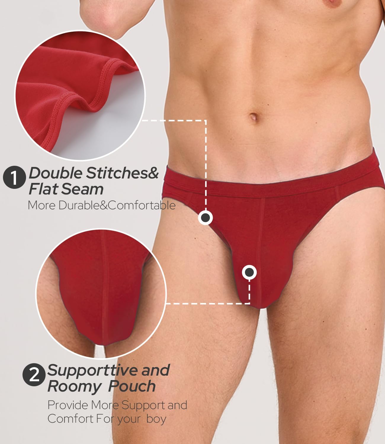 BAMBOO COOL Men's Bikini Underwear Soft Breathable Mens Bikini Briefs Tagless Mens Sexy Underwear with Contour Pouch 5 Pack - Image 2