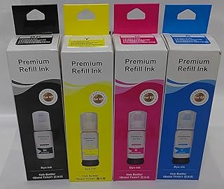 حبر إعادة تعبئة لطابعة ايبسون 001 ،003 ،004 ،101 ،102 ،103 ،104 ،105 ،106 ،502 ،504 ،512 ، ET-2710 ET-2711 ET-2714 ET-2715 ET-2720 ET-2721 ET-2726 ET-2810 ET-2820 ET-2821 ET-2825 ET-2826 ET-4700