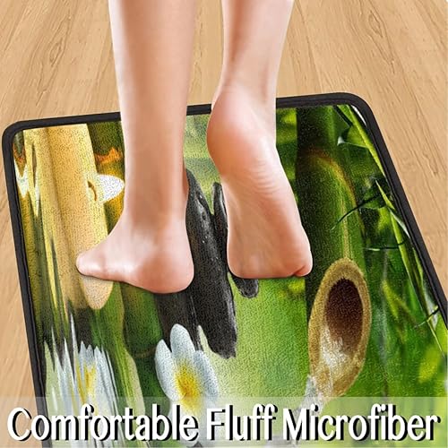 Miniatura 6 de GUYOS Tapete de cocina de bambú con patrones de agua que cae 2 piezas tapetes acolchados antifatiga para suelo de cocina de 47 x 17 pulgadas29 x 17