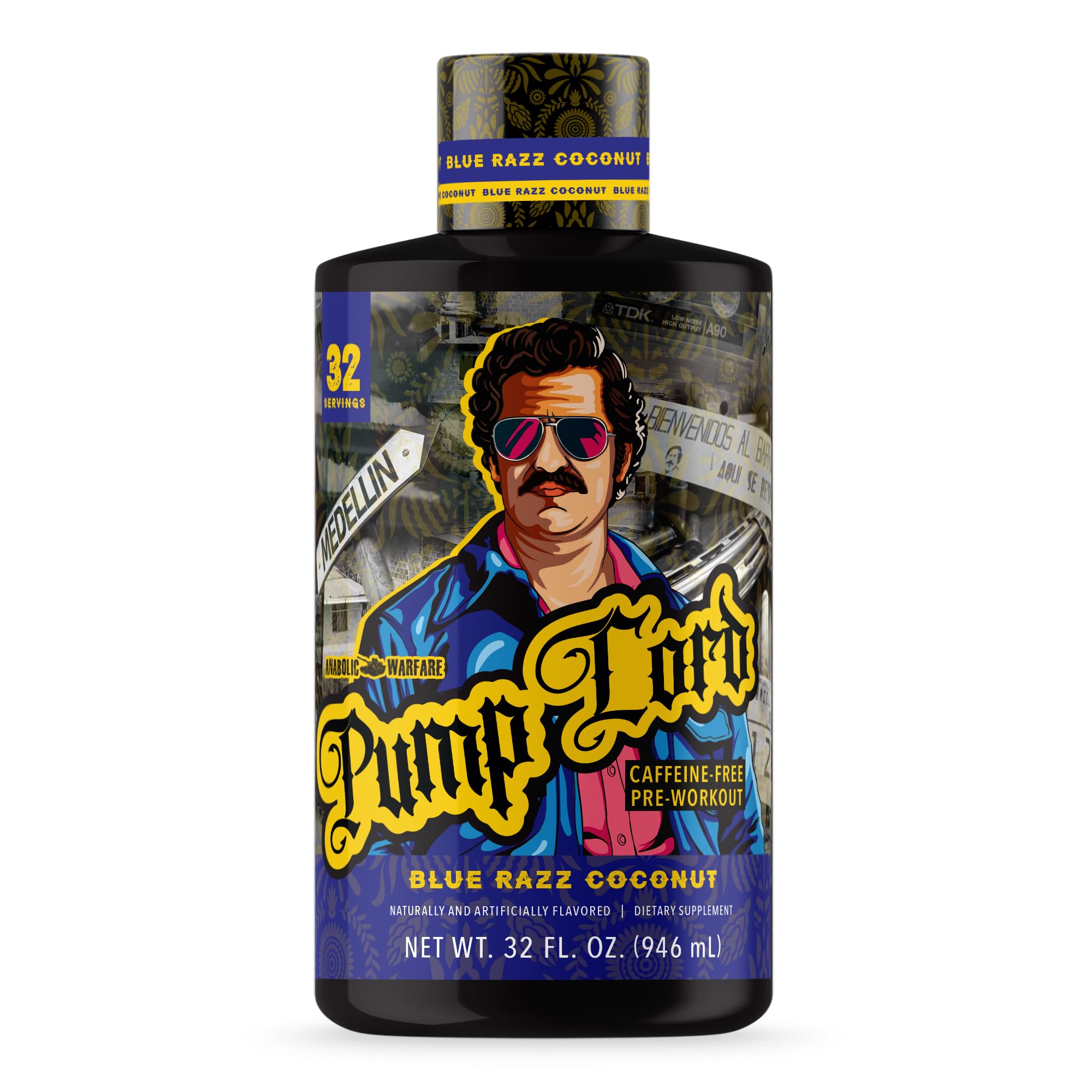 Anabolic Warfare Pré-Treino com Glicerol, Beta-Alanina e Betaína Anidra, Blue Raspberry Coconut, 32 porções