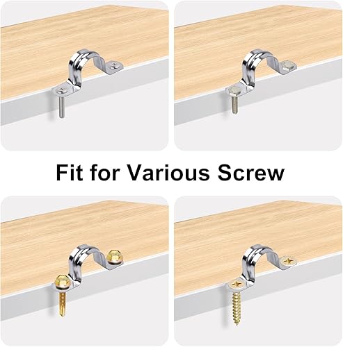 Miniatura 5 de 40 abrazaderas de conducto de acero inoxidable rígidas de metal con soporte en U (1 pulgada + 2 pulgadas), clips de tensión de correa de conducto de