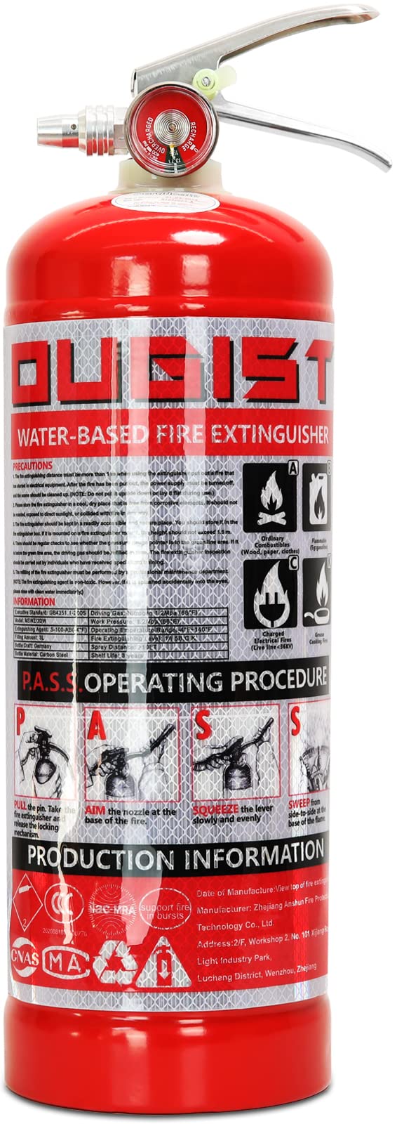 Buy Ougist 7Lb WaterBased Fire Extinguisher Class A, B, C, and K