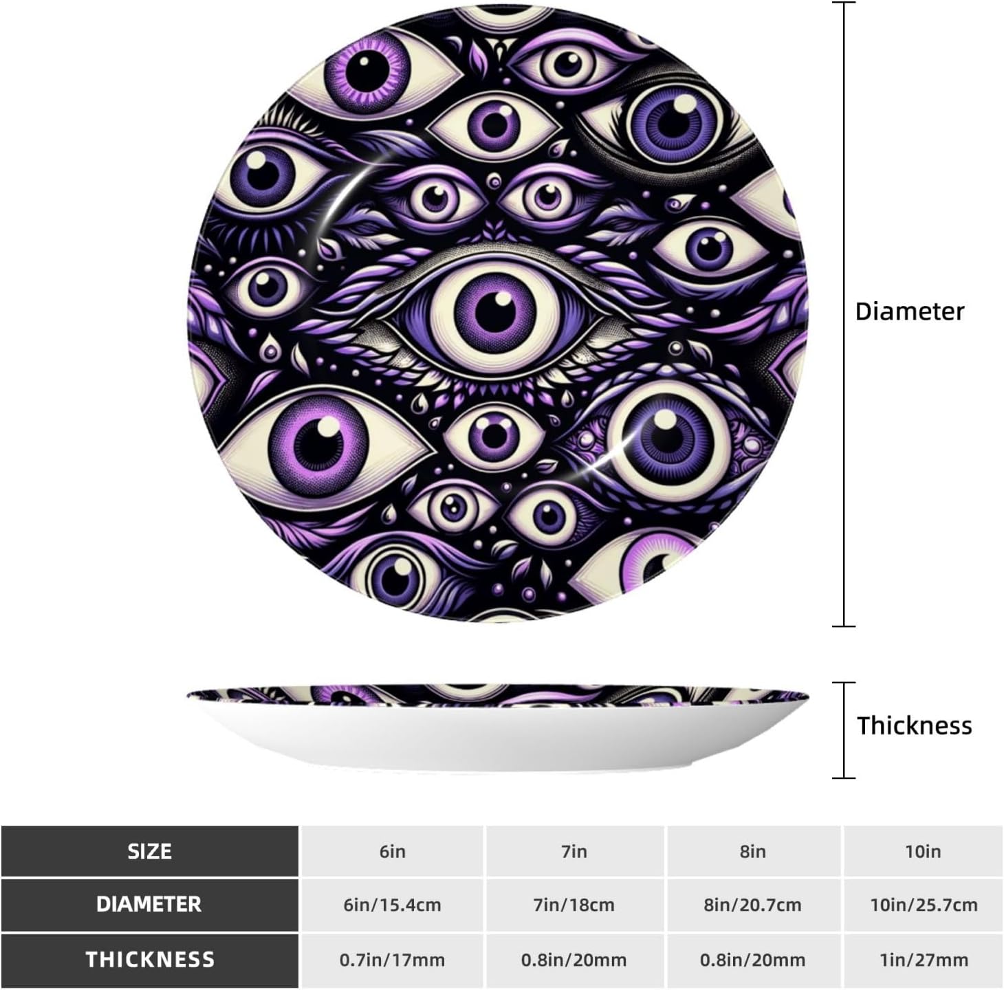 Evil-Eye 10 Inch Decorative Plate With Stand, Elegant Display Wall Plate For Home Decor