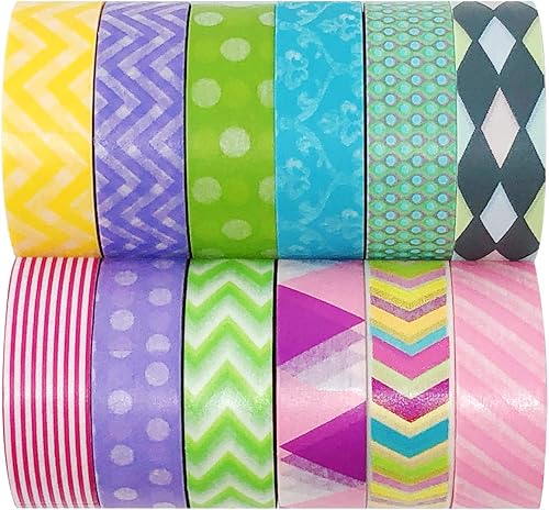 Miniatura 1 de Cintas adhesivas decorativas Washi, de la marca Allydrew. Juego de 12 rollos