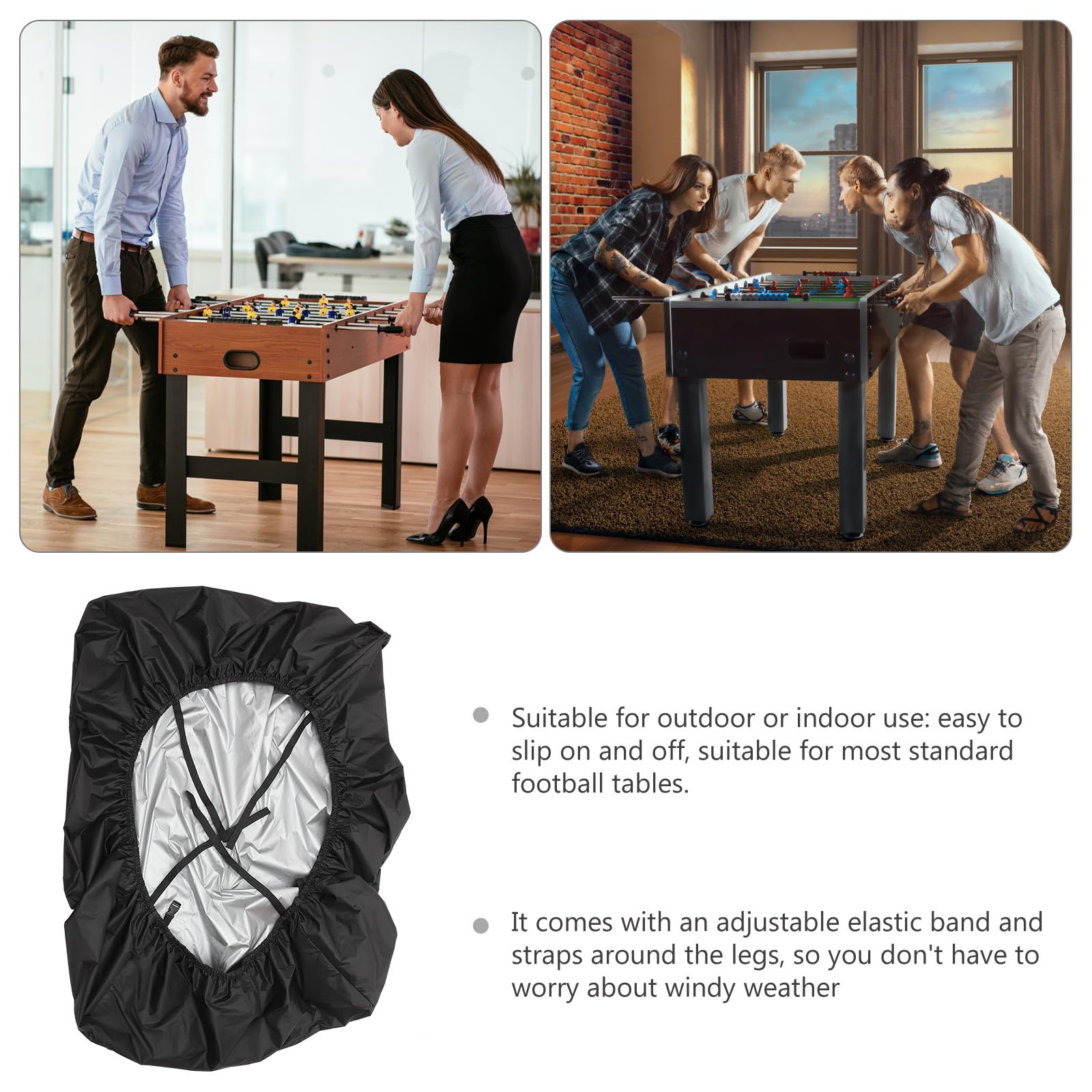 BESTYASH Copertura Protettiva Riutilizzabile per Biliardino Oxford 210D 160X115X50 CM Chiusura Regolabile Uso Esterno Antipolvere Ventilata per Calcio Balilla