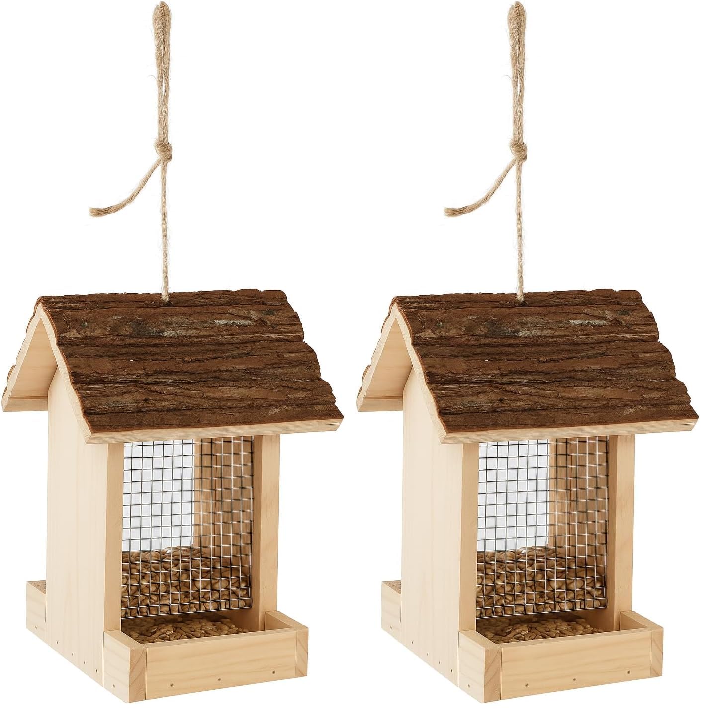 Mangeoire oiseaux Flamingo Friso en bois de pin pour jardin (Lot de 2)
